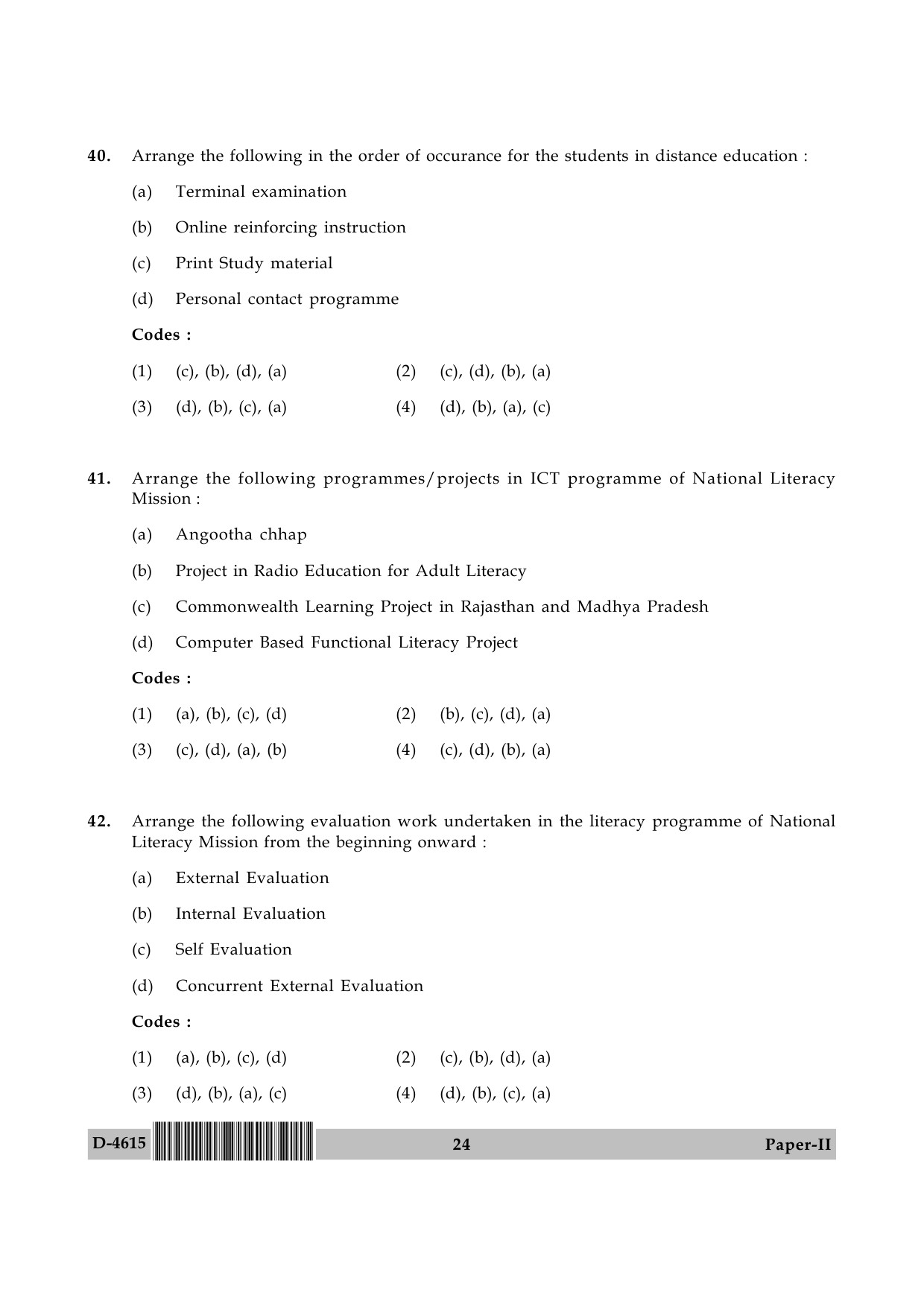 UGC NET Adult Education Question Paper II December 2015 24