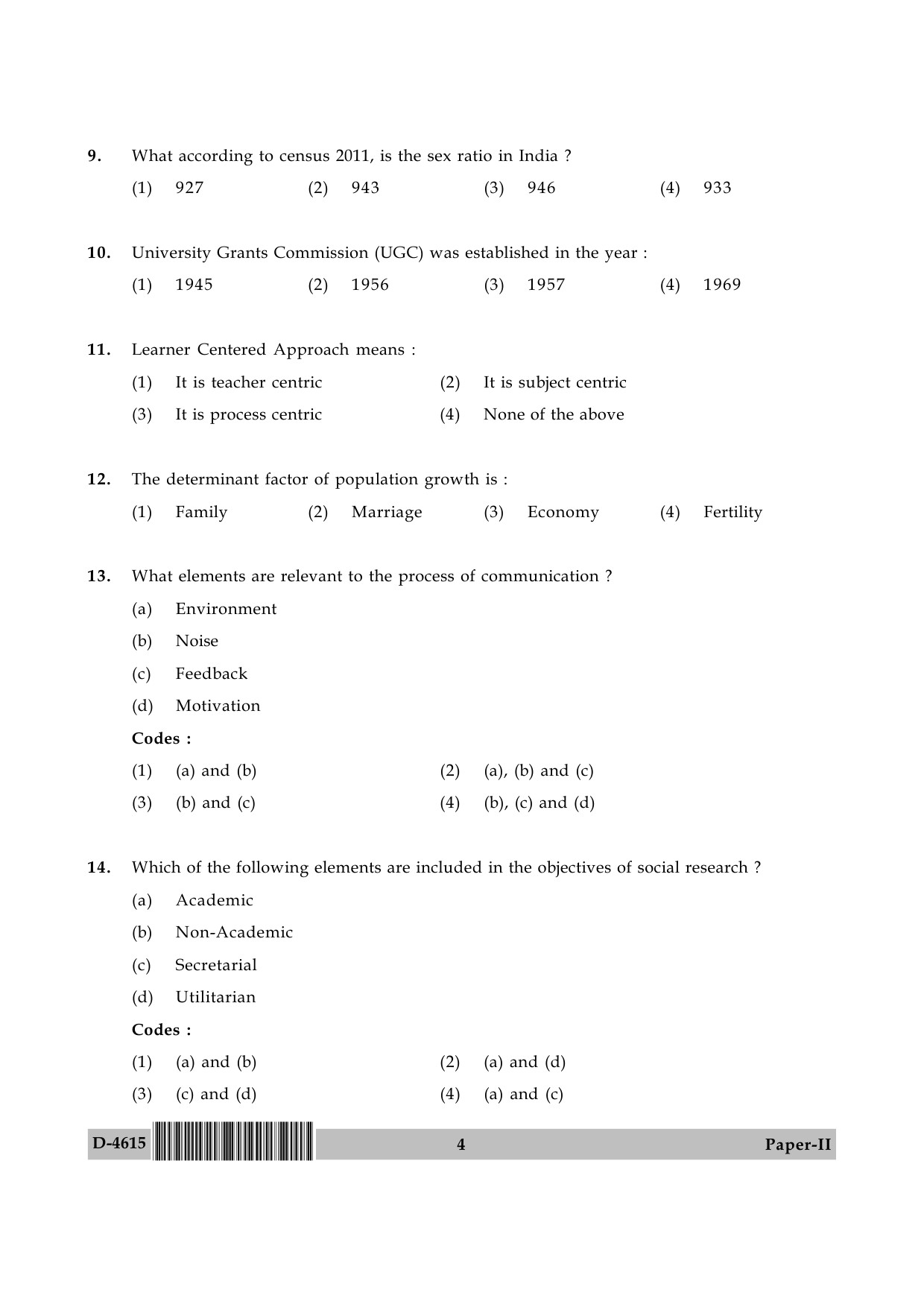 UGC NET Adult Education Question Paper II December 2015 4