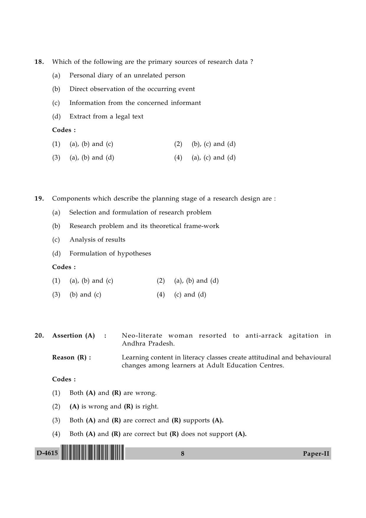 UGC NET Adult Education Question Paper II December 2015 8