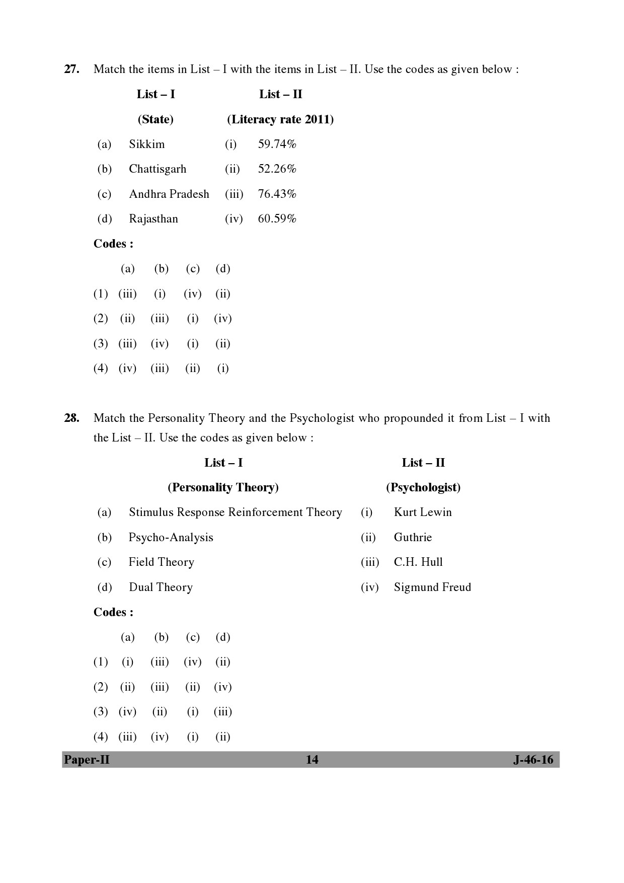 UGC NET Adult Education Question Paper II July 2016 Set 2 14