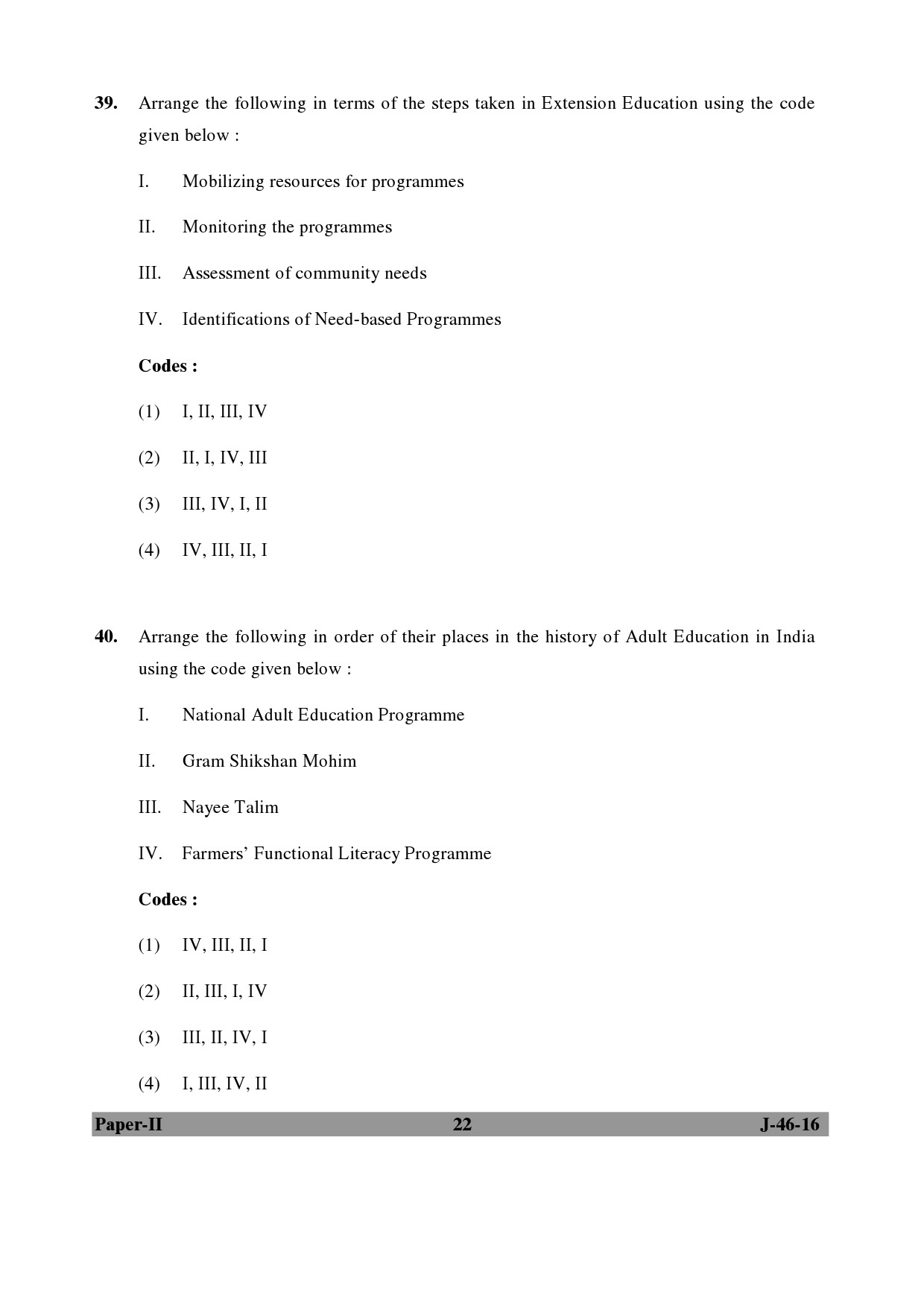 UGC NET Adult Education Question Paper II July 2016 Set 2 22