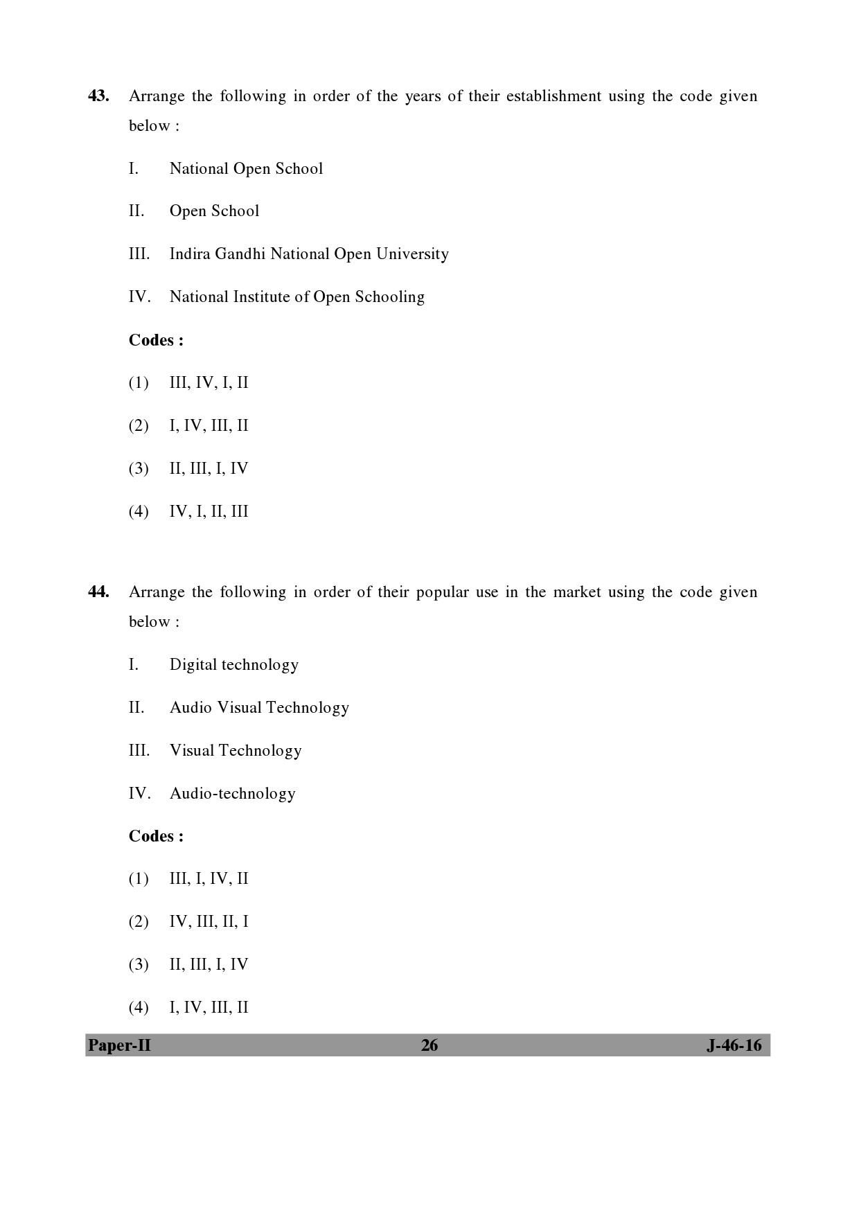 UGC NET Adult Education Question Paper II July 2016 Set 2 26