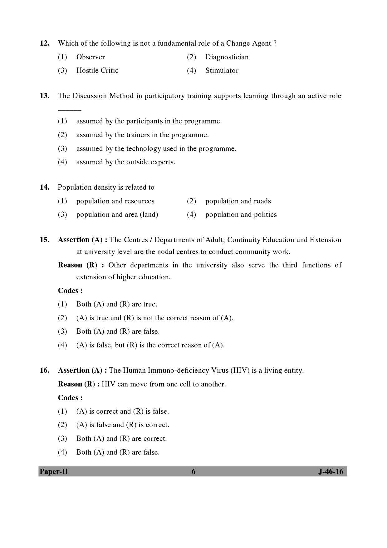 UGC NET Adult Education Question Paper II July 2016 Set 2 6