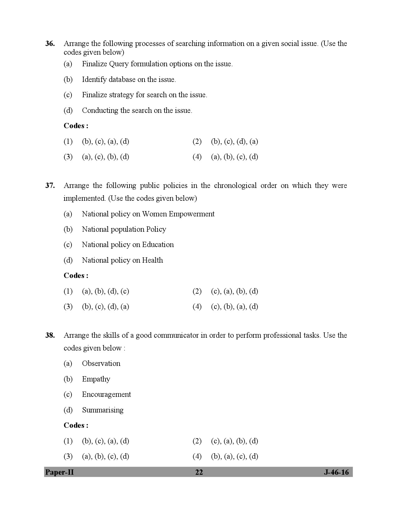 UGC NET Adult Education Question Paper II July 2016 22