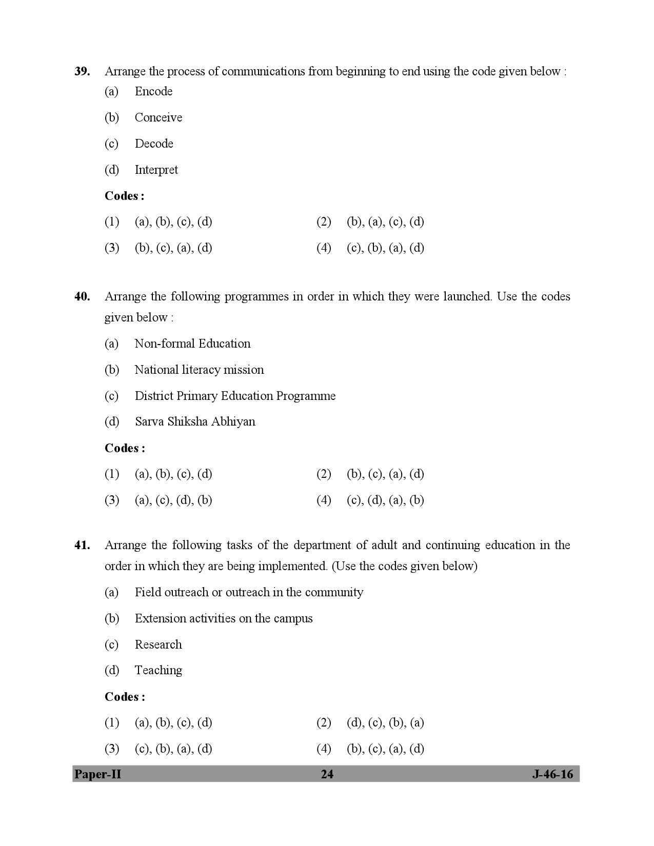 UGC NET Adult Education Question Paper II July 2016 24