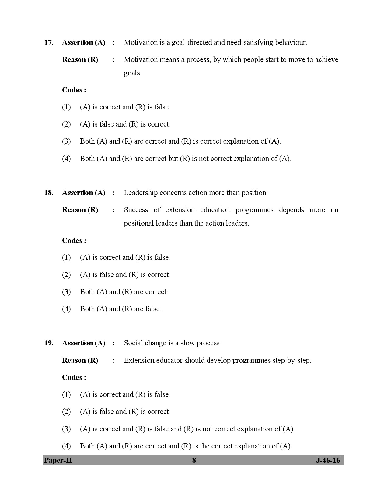 UGC NET Adult Education Question Paper II July 2016 8