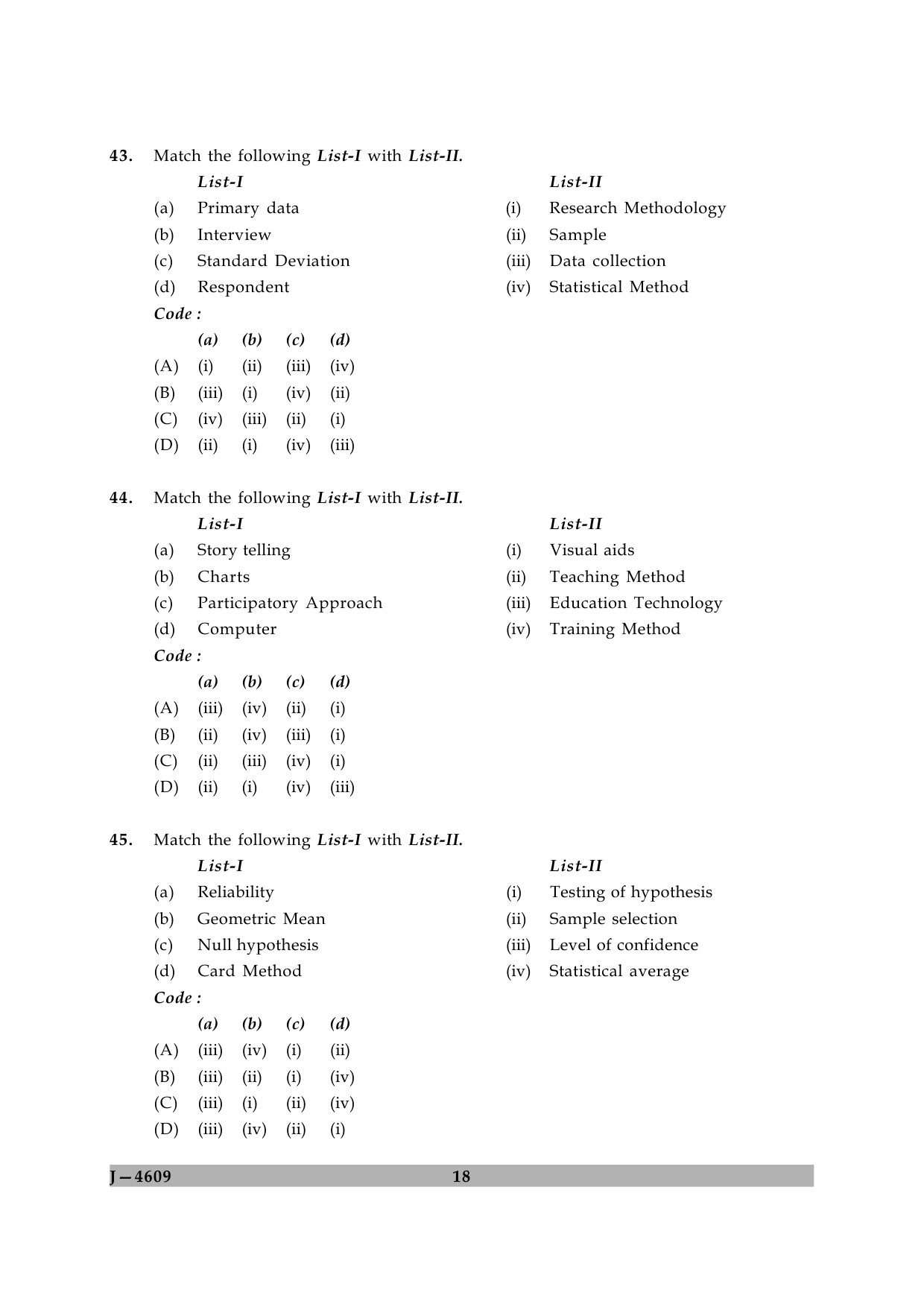 UGC NET Adult Education Question Paper II June 2009 18