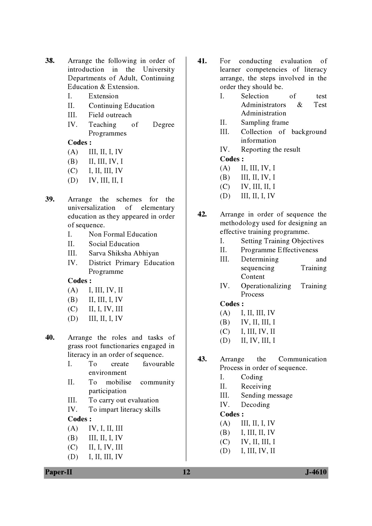 UGC NET Adult Education Question Paper II June 2010 12