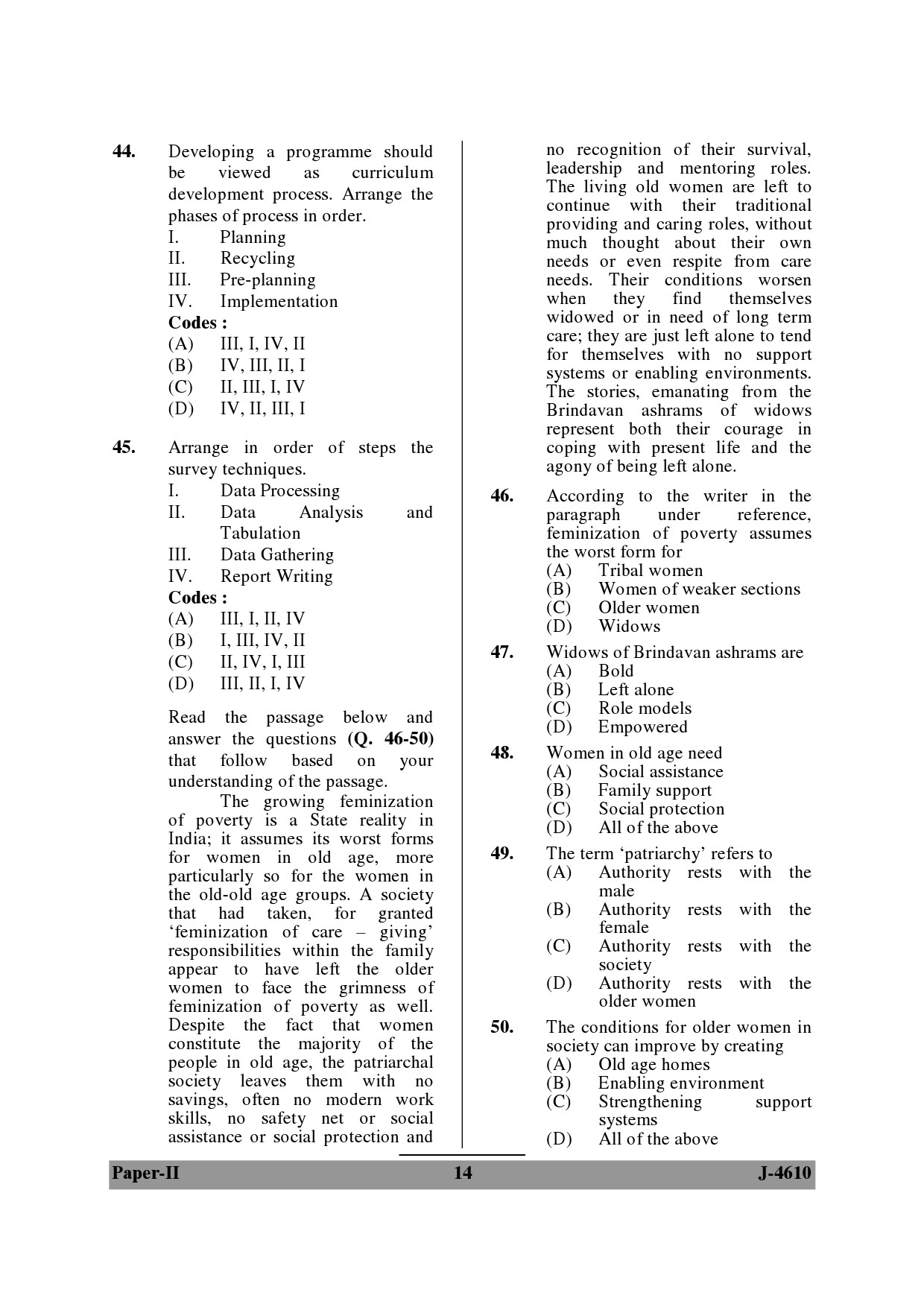 UGC NET Adult Education Question Paper II June 2010 14