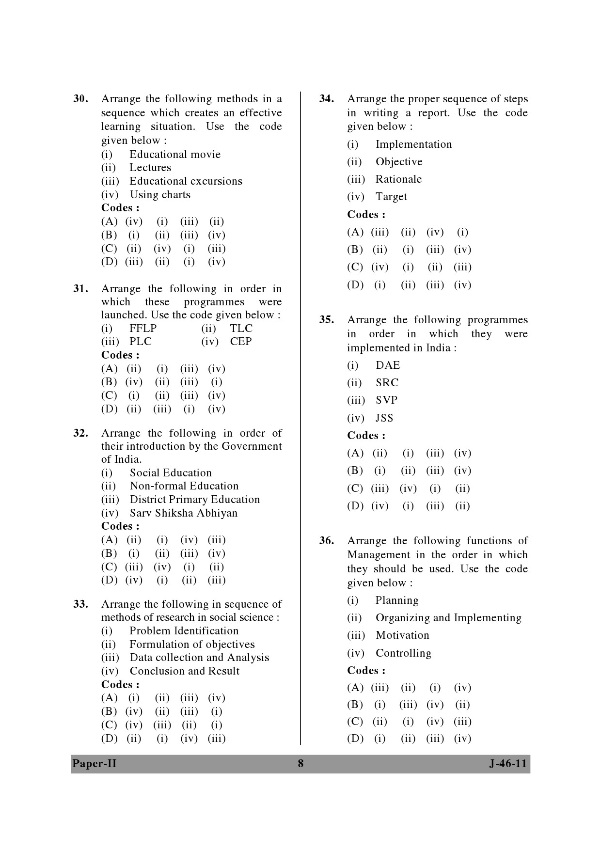 UGC NET Adult Education Question Paper II June 2011 8