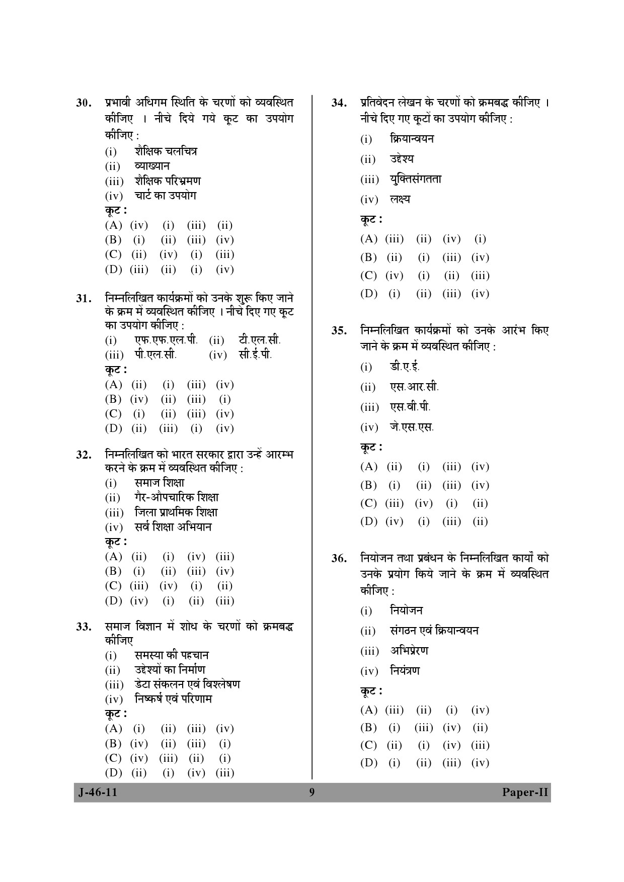 UGC NET Adult Education Question Paper II June 2011 9