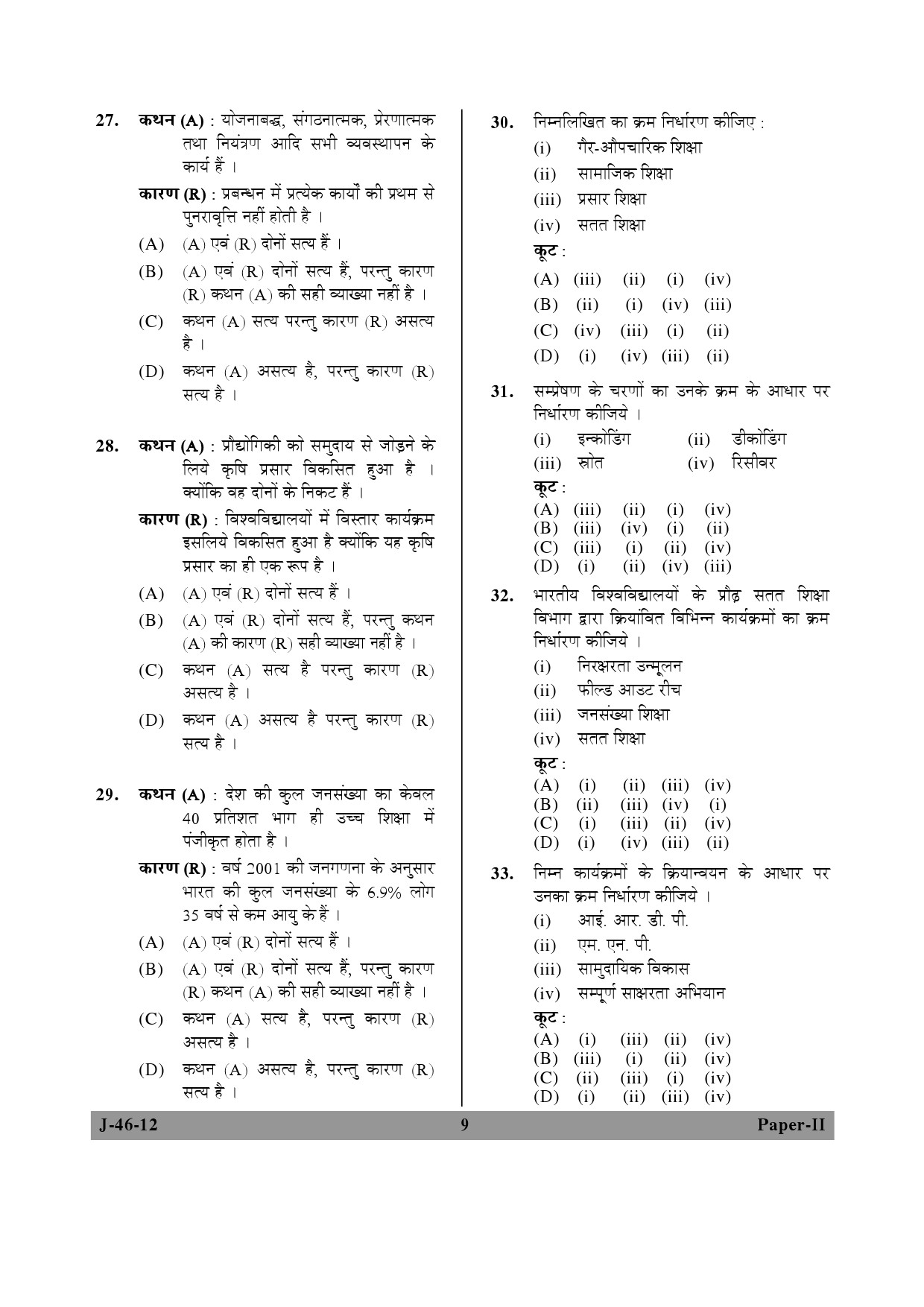 UGC NET Adult Education Question Paper II June 2012 9