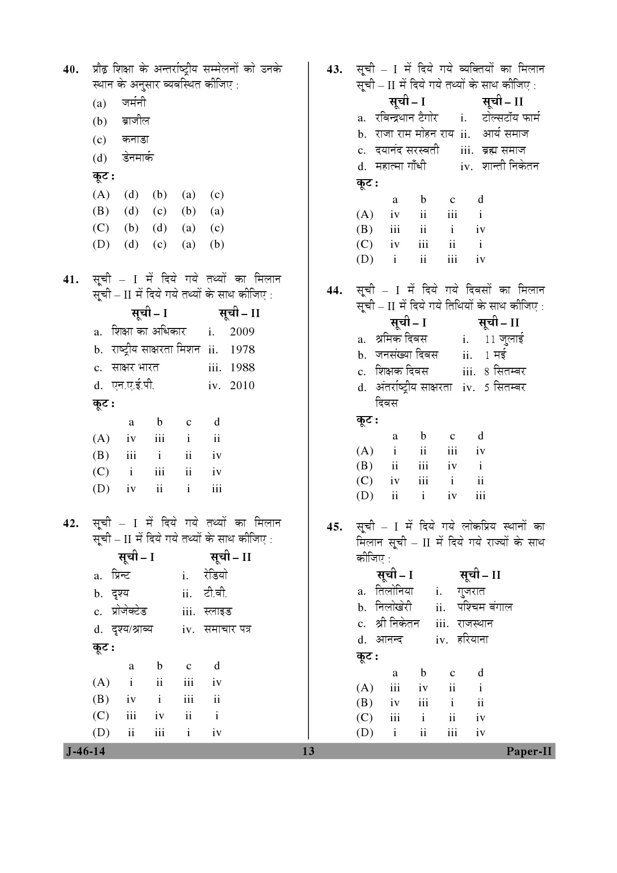 UGC NET Adult Education Question Paper II June 2014 13