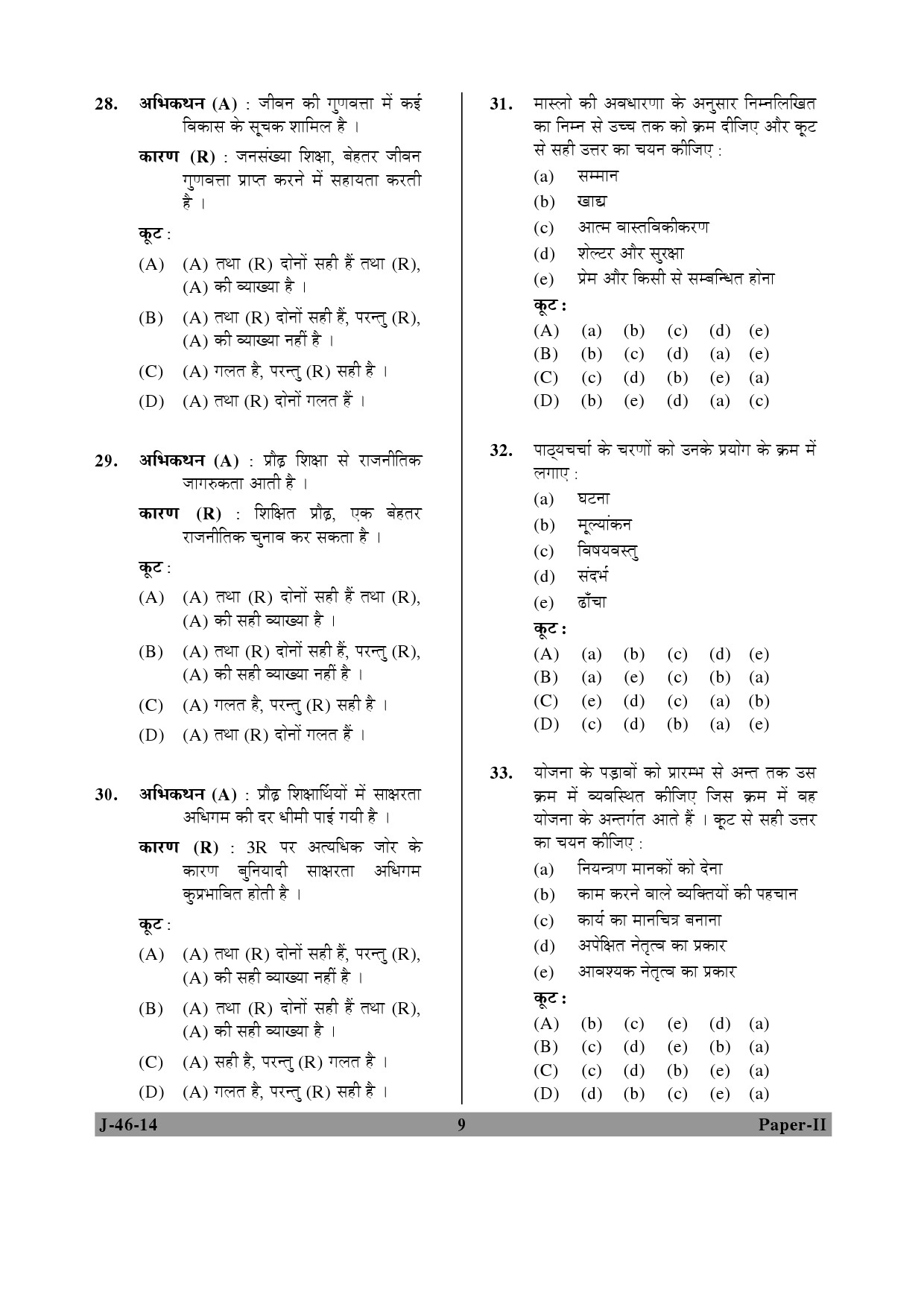 UGC NET Adult Education Question Paper II June 2014 9