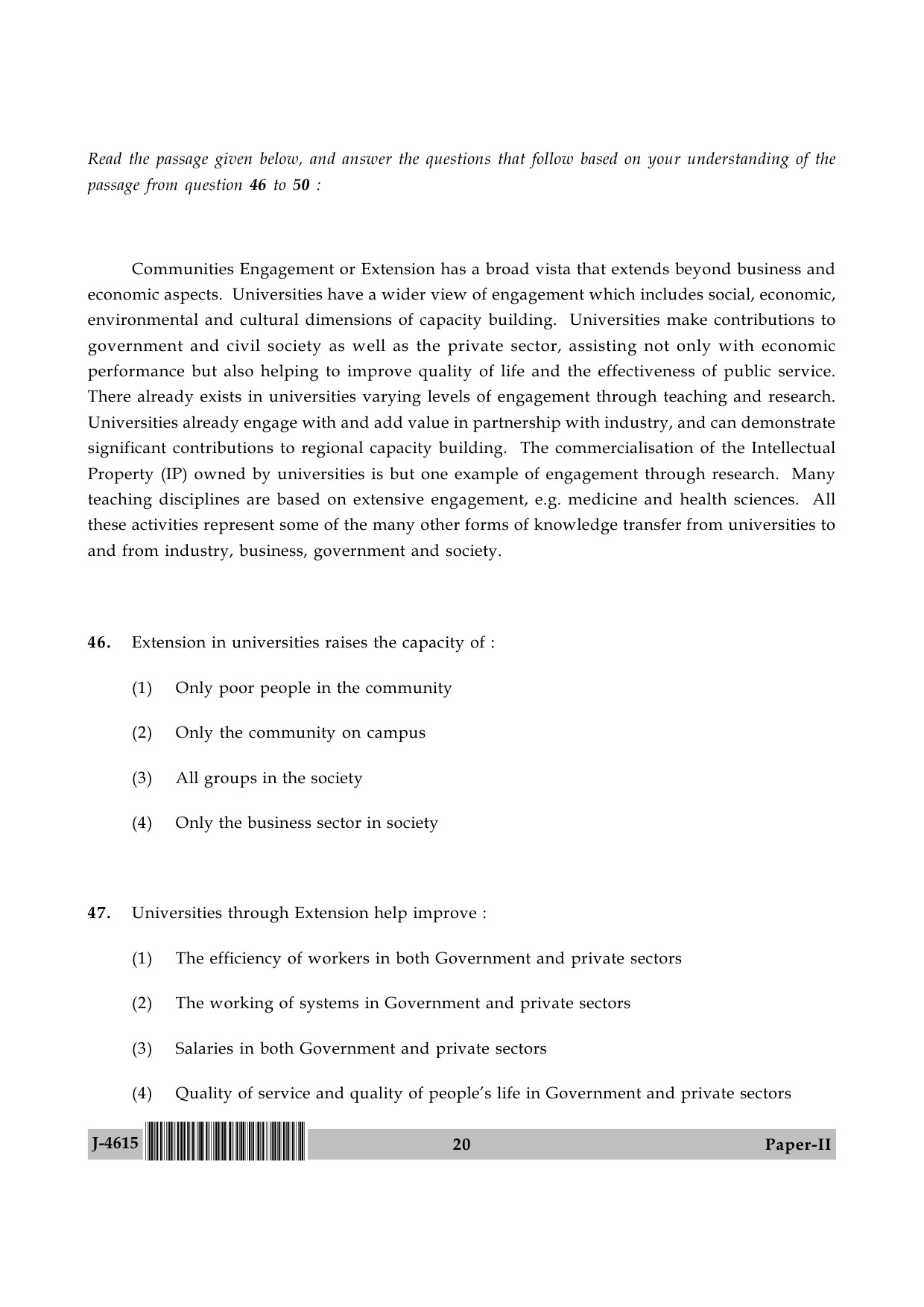 UGC NET Adult Education Question Paper II June 2015 20