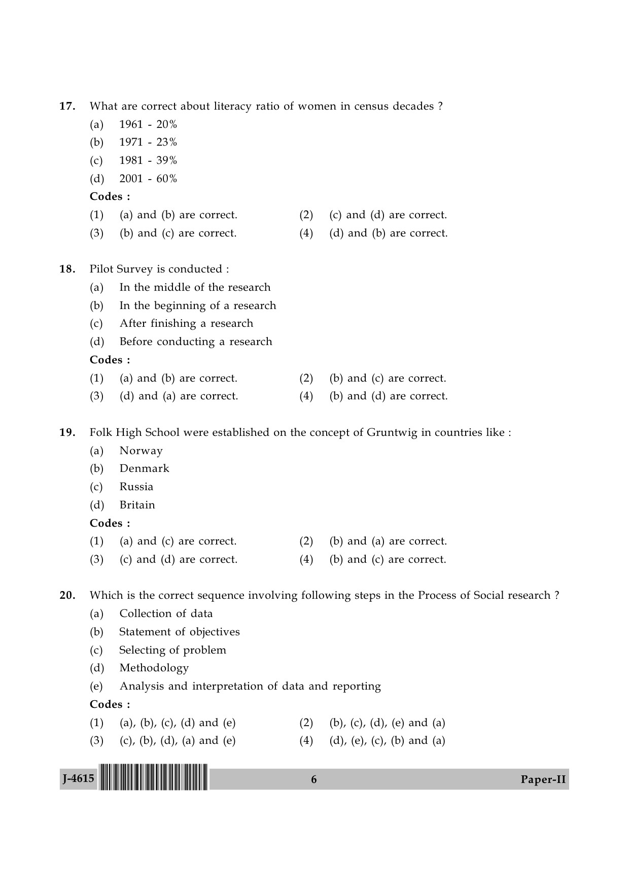 UGC NET Adult Education Question Paper II June 2015 6