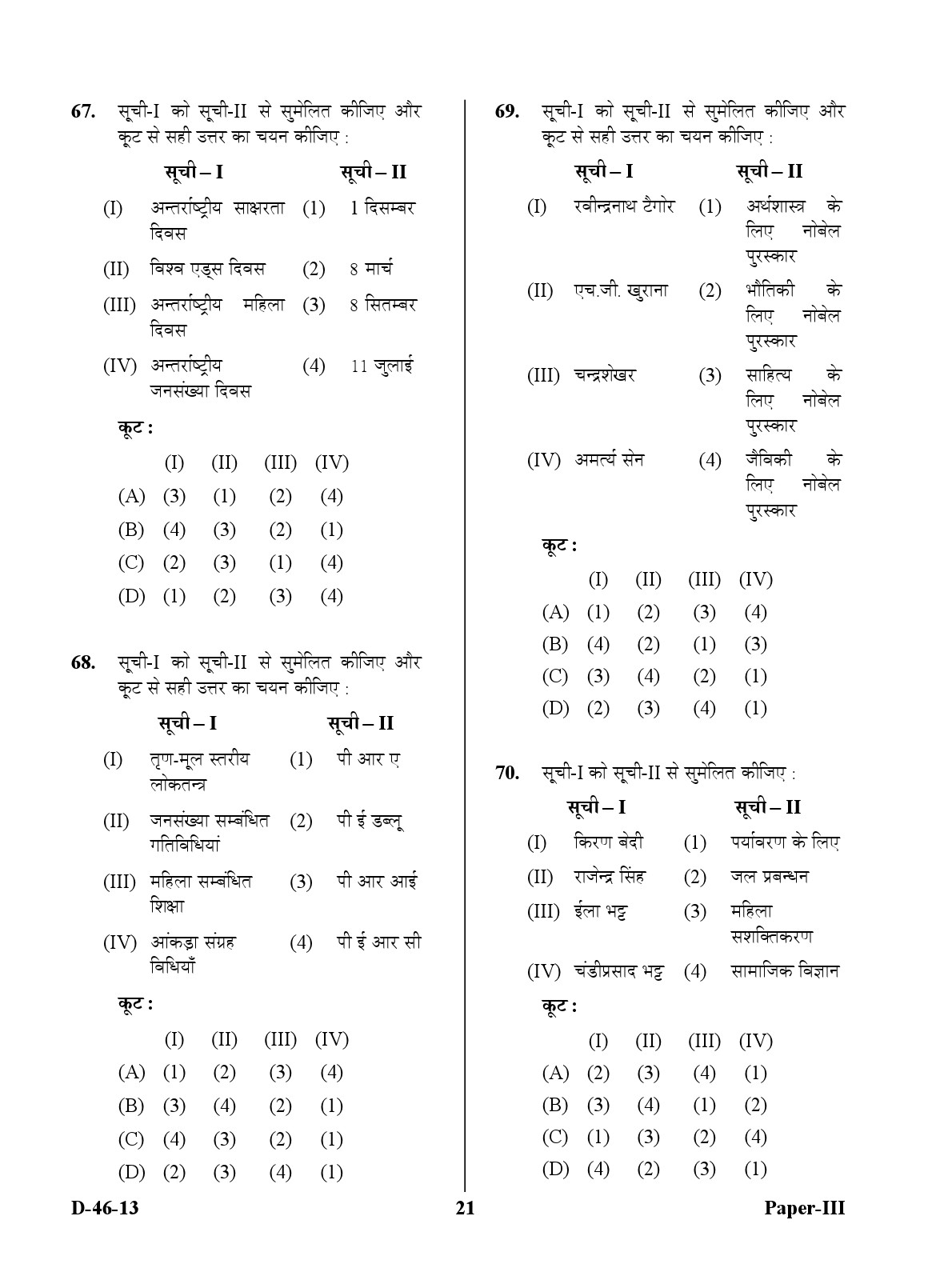 UGC NET Adult Education Question Paper III December 2013 21