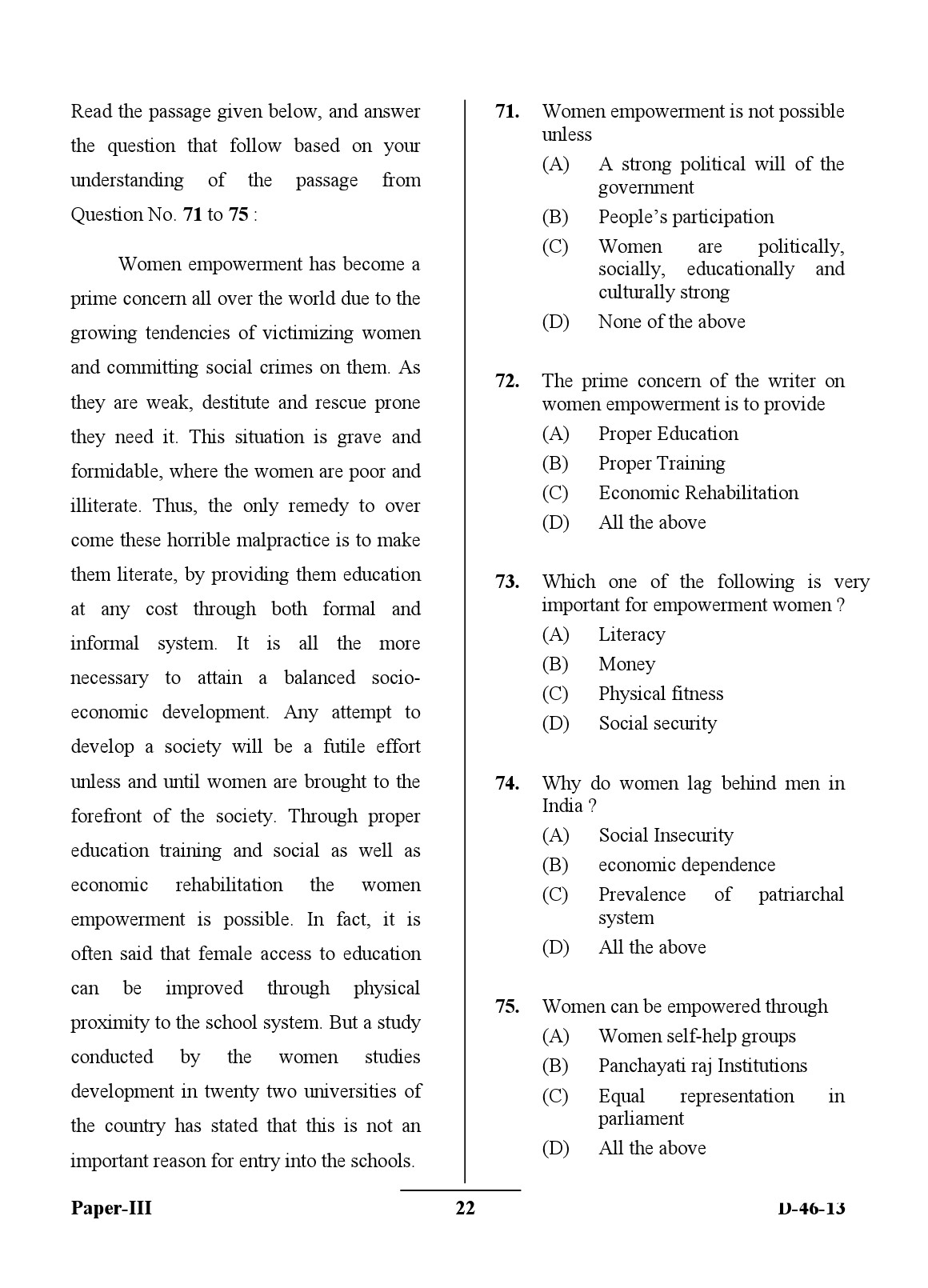 UGC NET Adult Education Question Paper III December 2013 22