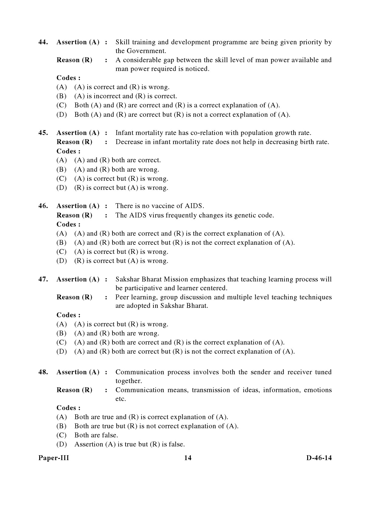 UGC NET Adult Education Question Paper III December 2014 14