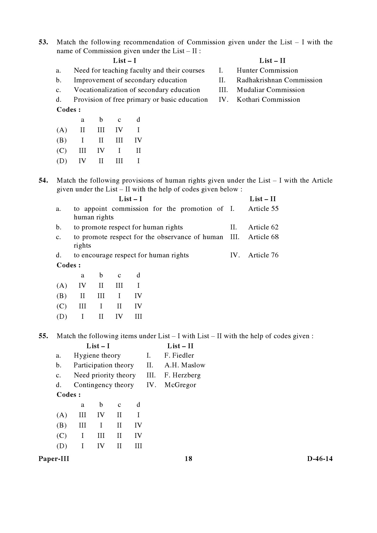 UGC NET Adult Education Question Paper III December 2014 18