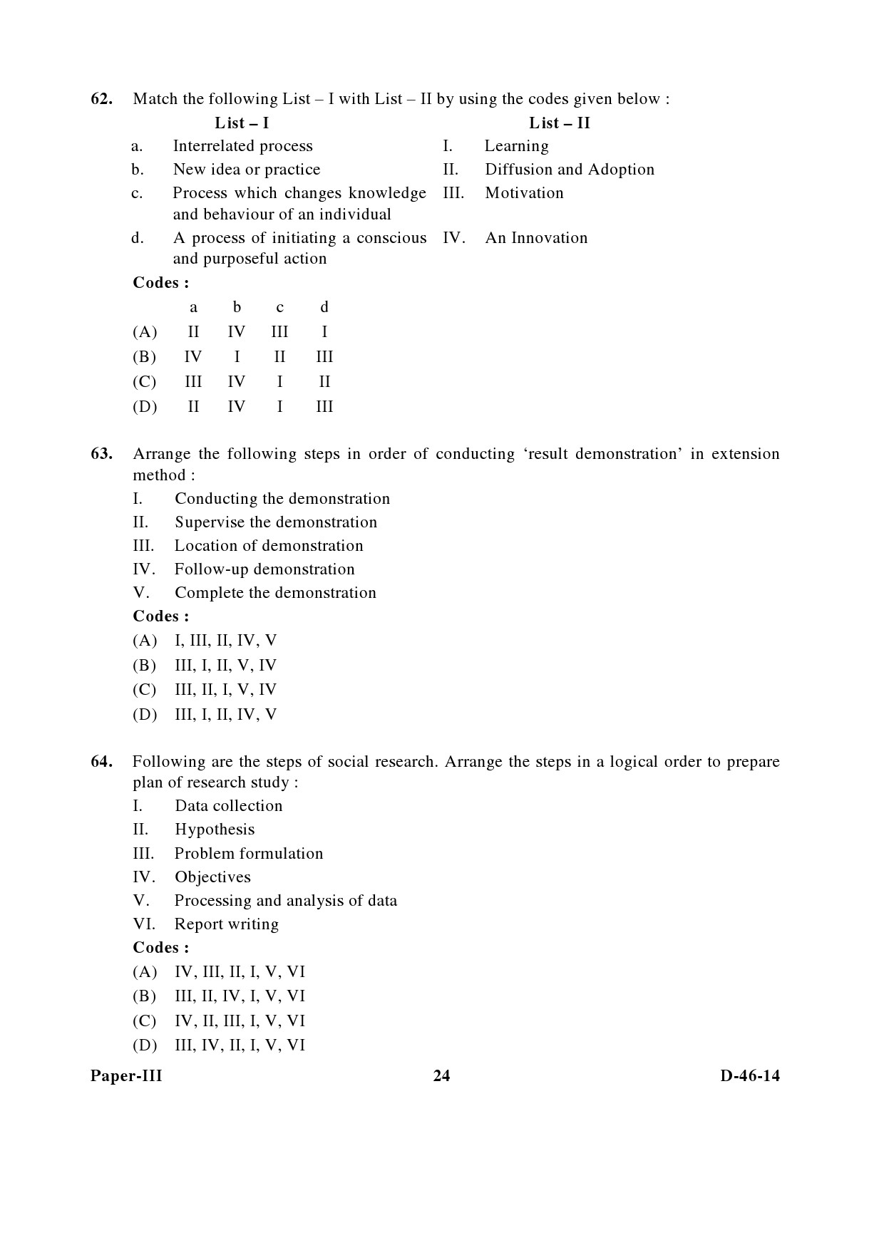 UGC NET Adult Education Question Paper III December 2014 24