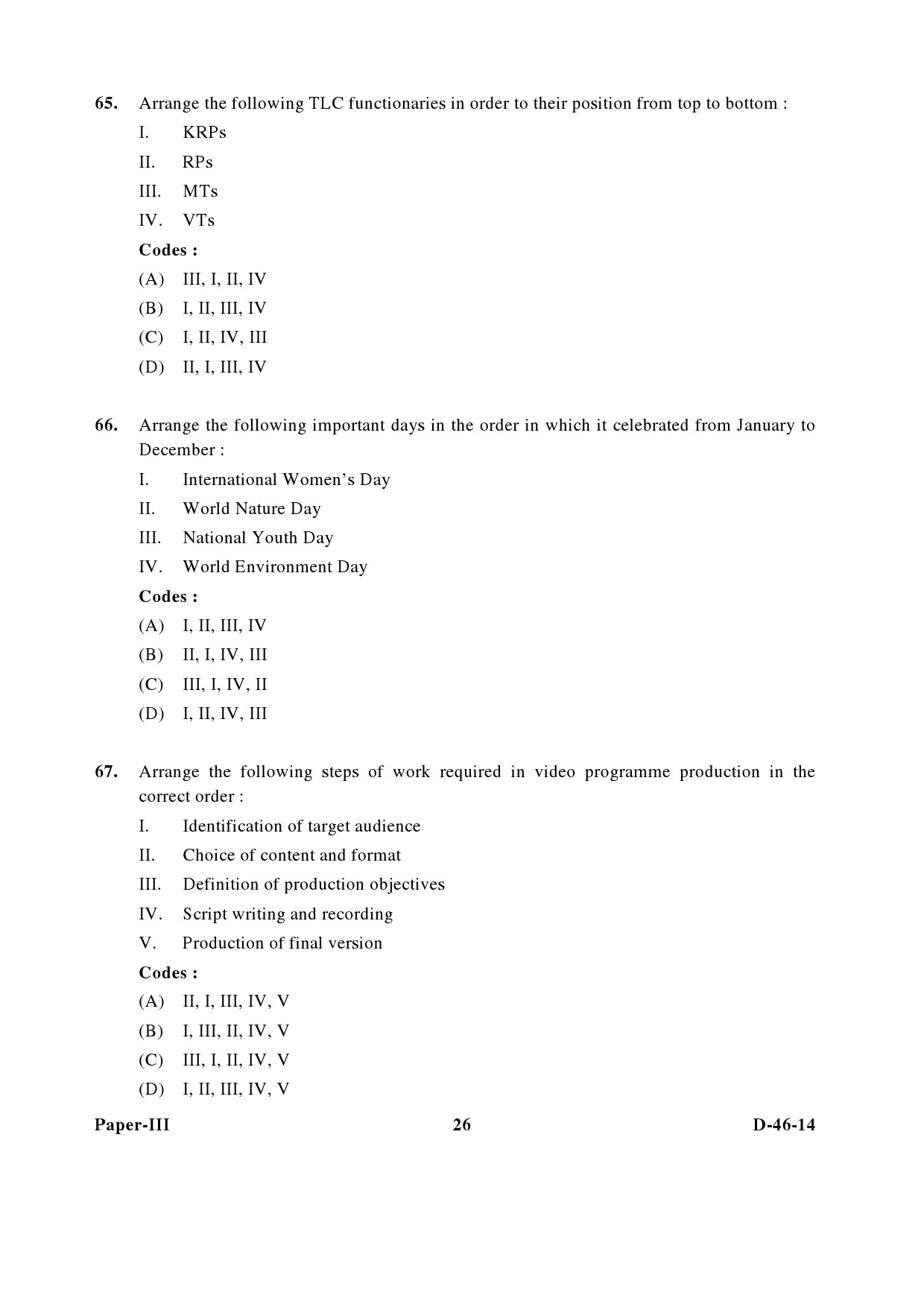 UGC NET Adult Education Question Paper III December 2014 26