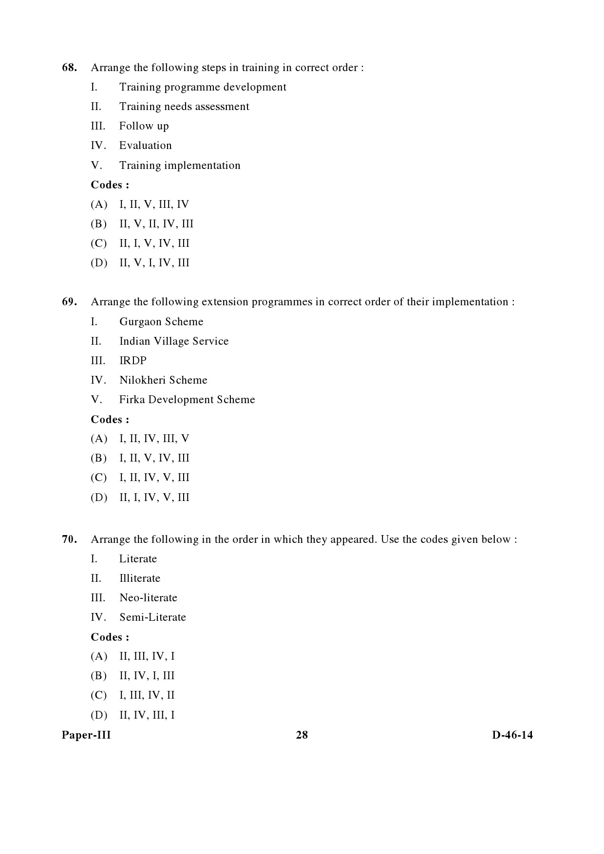 UGC NET Adult Education Question Paper III December 2014 28