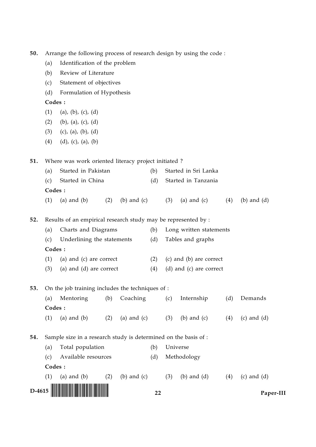 UGC NET Adult Education Question Paper III December 2015 22