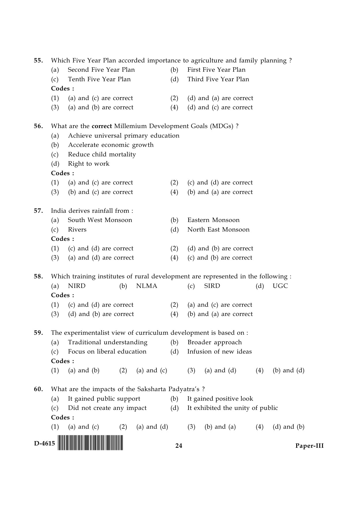 UGC NET Adult Education Question Paper III December 2015 24