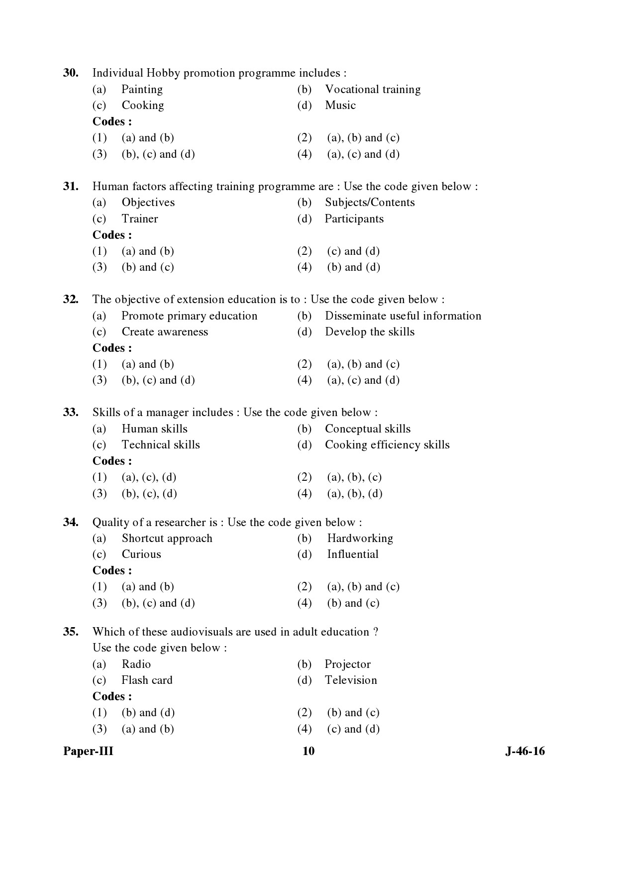 UGC NET Adult Education Question Paper III July 2016 Set 2 10