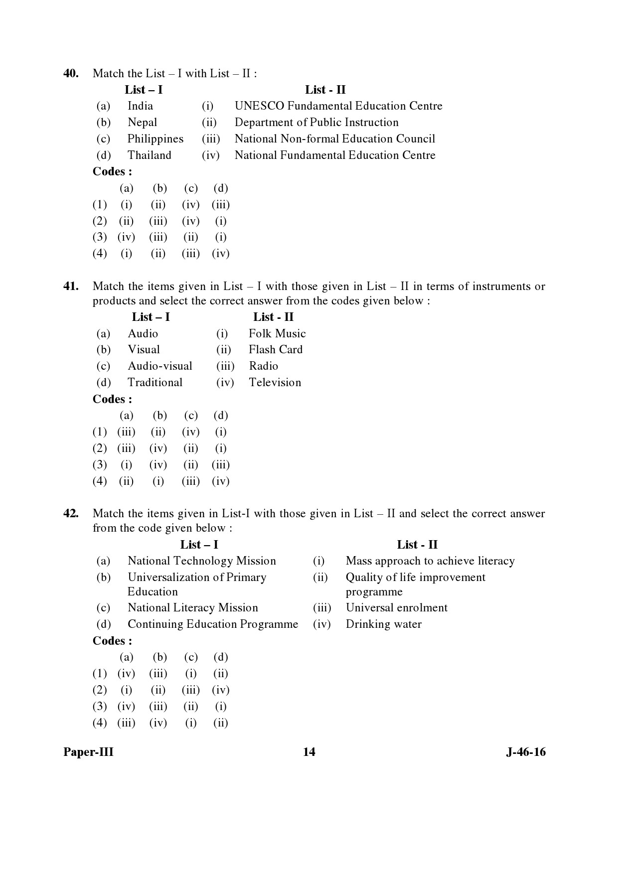 UGC NET Adult Education Question Paper III July 2016 Set 2 14