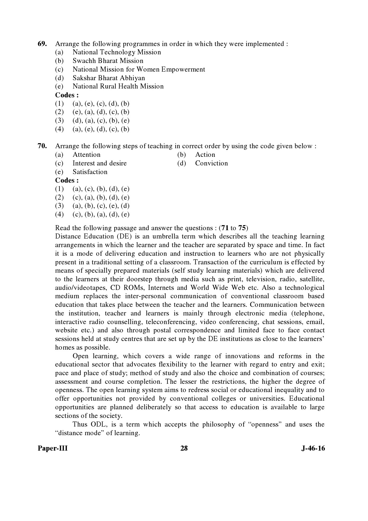 UGC NET Adult Education Question Paper III July 2016 Set 2 28