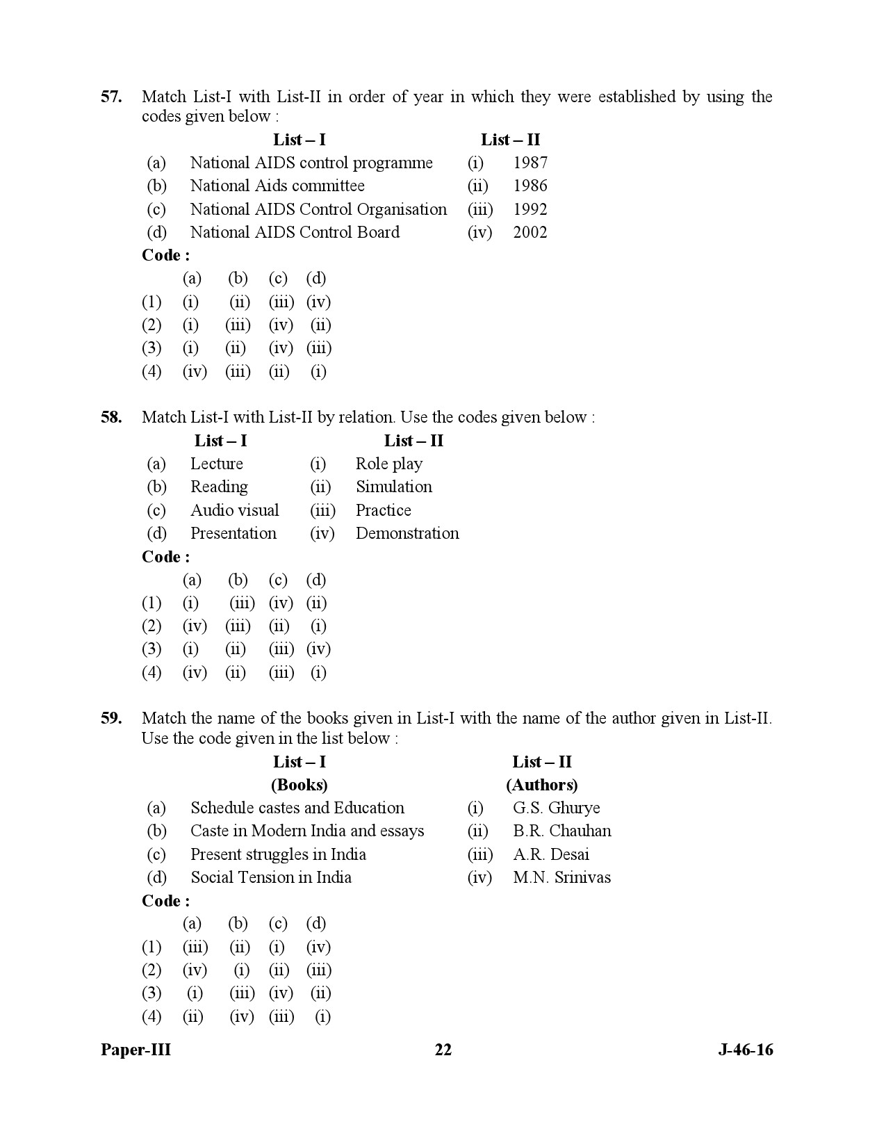 UGC NET Adult Education Question Paper III July 2016 22