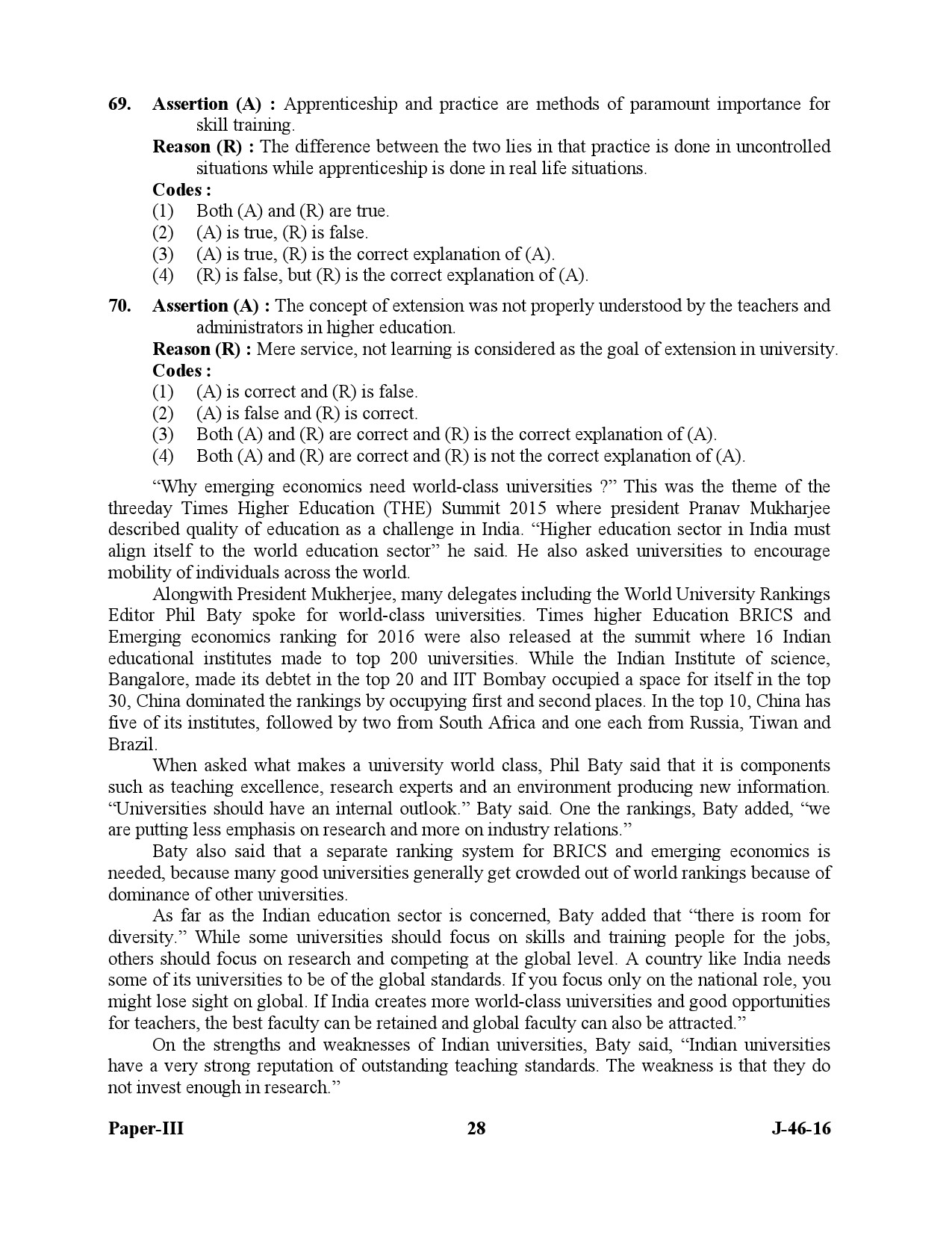 UGC NET Adult Education Question Paper III July 2016 28