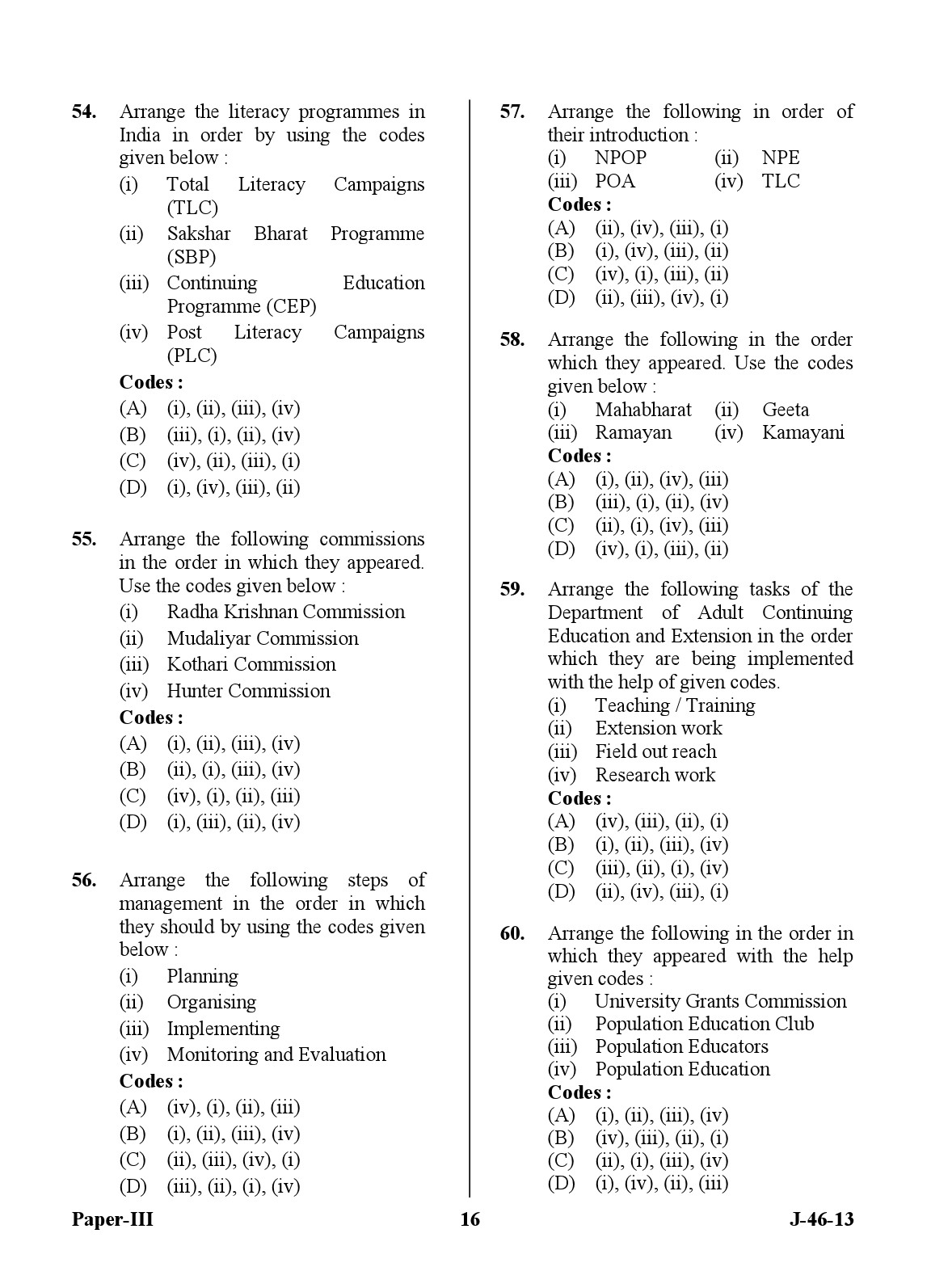 UGC NET Adult Education Question Paper III June 2013 Set 2 16