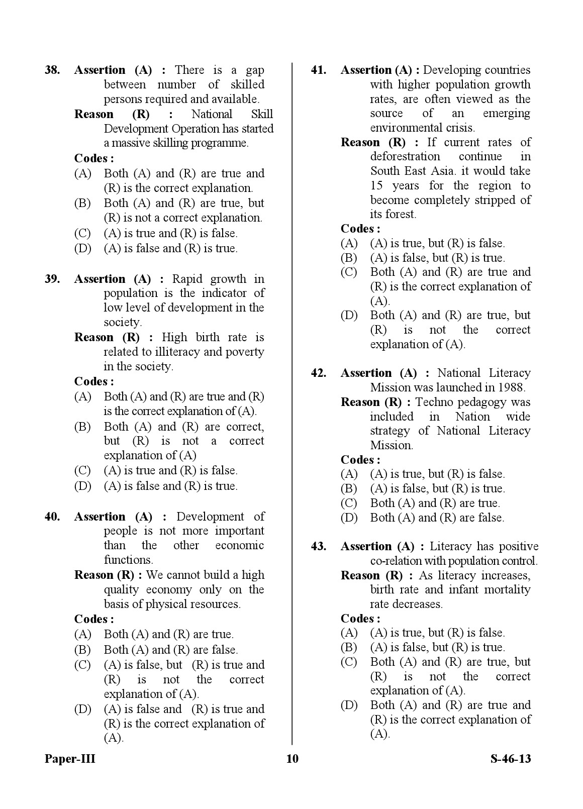 UGC NET Adult Education Question Paper III June 2013 10