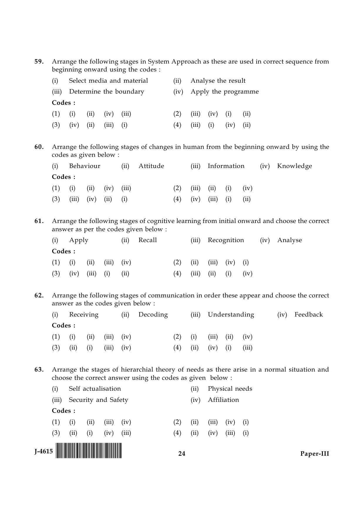 UGC NET Adult Education Question Paper III June 2015 24