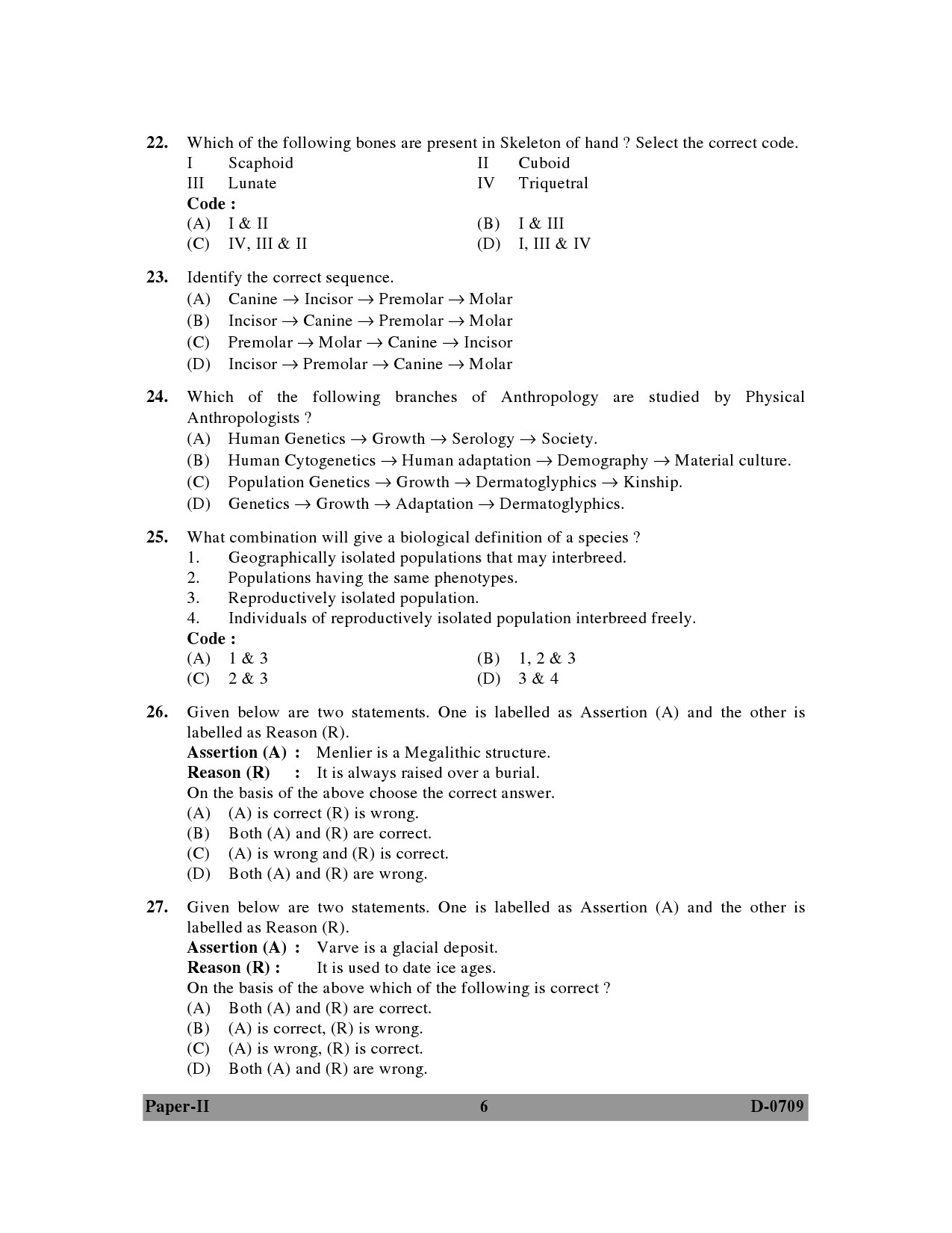 UGC NET Anthropology Question Paper II December 2009 6