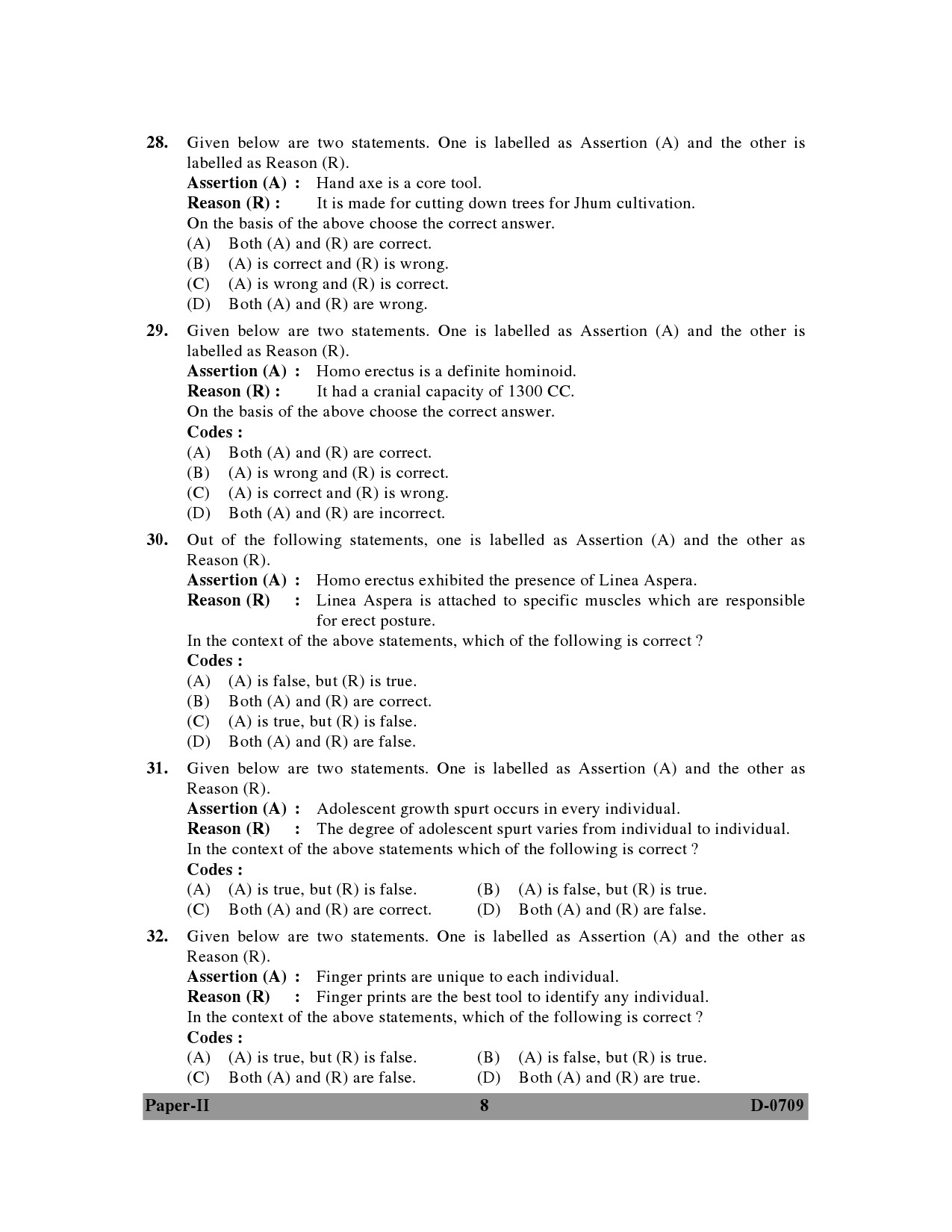 UGC NET Anthropology Question Paper II December 2009 8