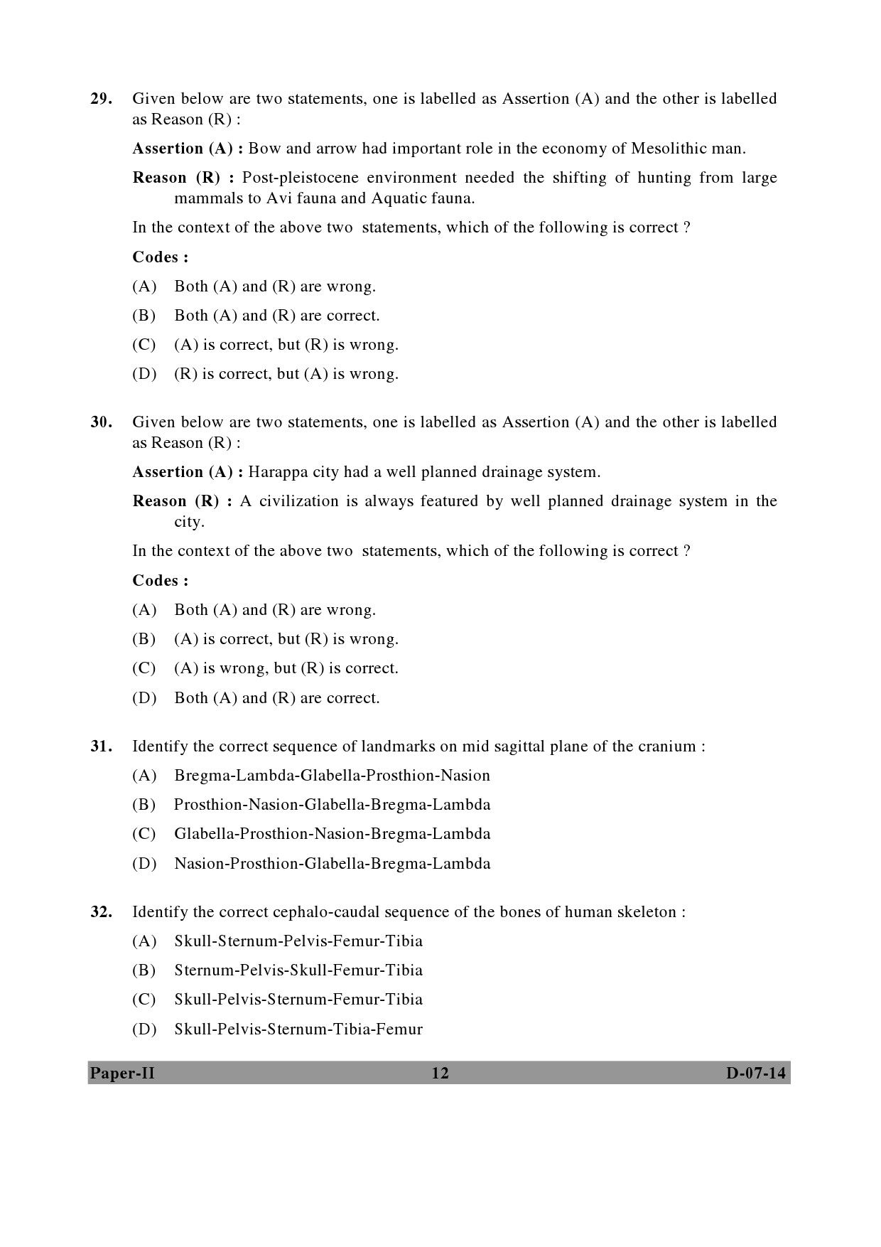 UGC NET Anthropology Question Paper II December 2014 12