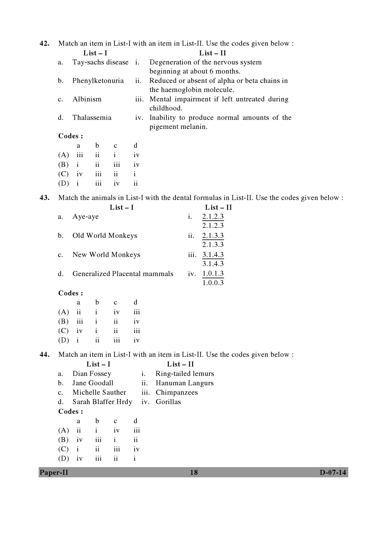 UGC NET Anthropology Question Paper II December 2014 18