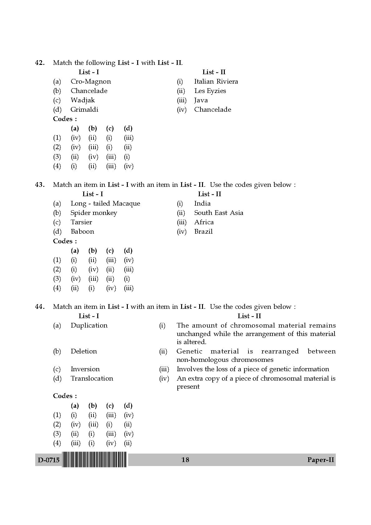 UGC NET Anthropology Question Paper II December 2015 18