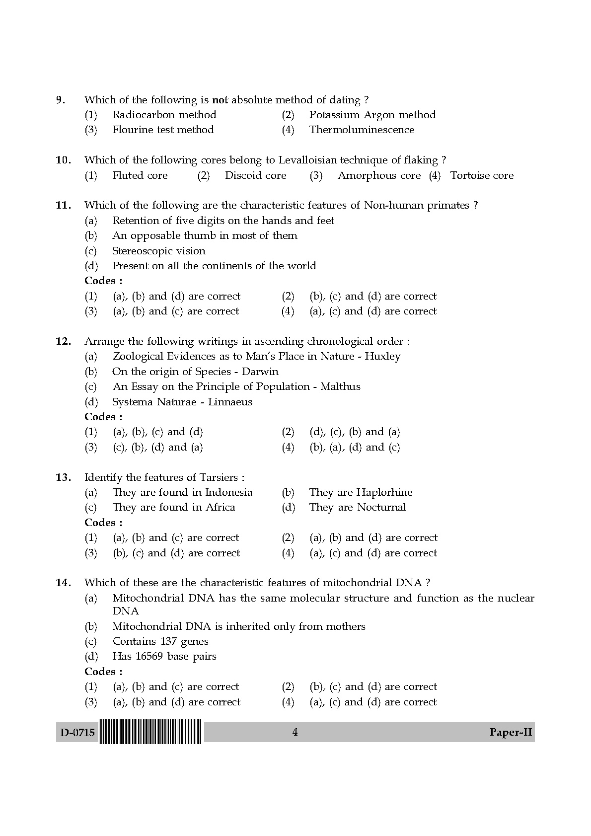 UGC NET Anthropology Question Paper II December 2015 4