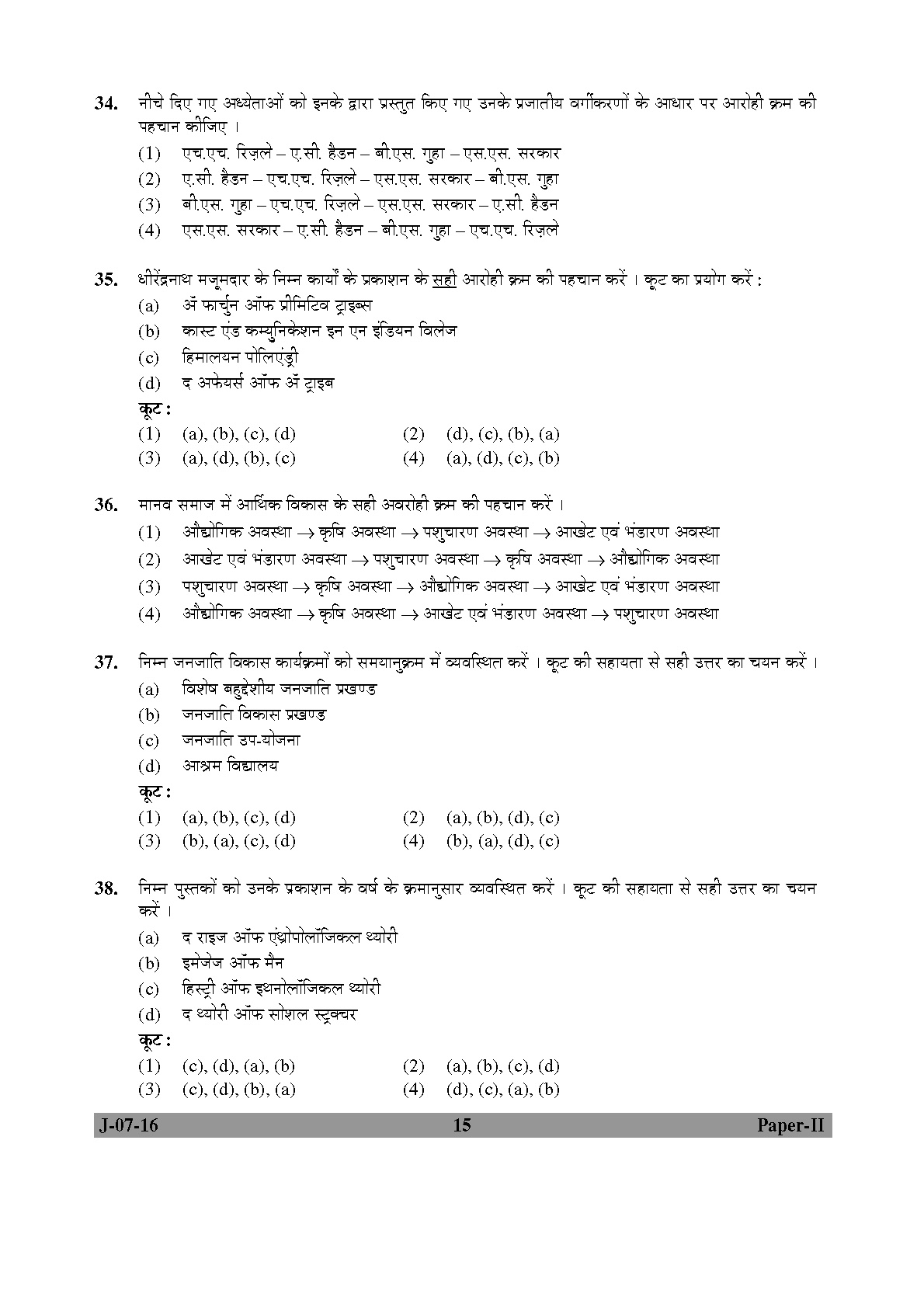 UGC NET Anthropology Question Paper II July 2016 Set 2 15