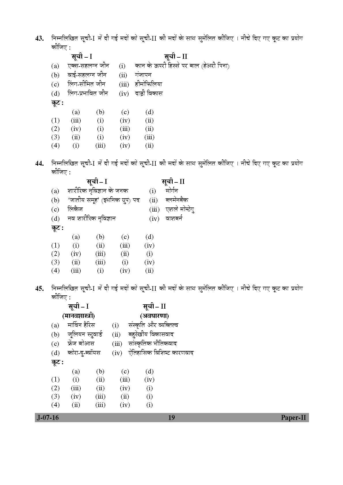 UGC NET Anthropology Question Paper II July 2016 Set 2 19