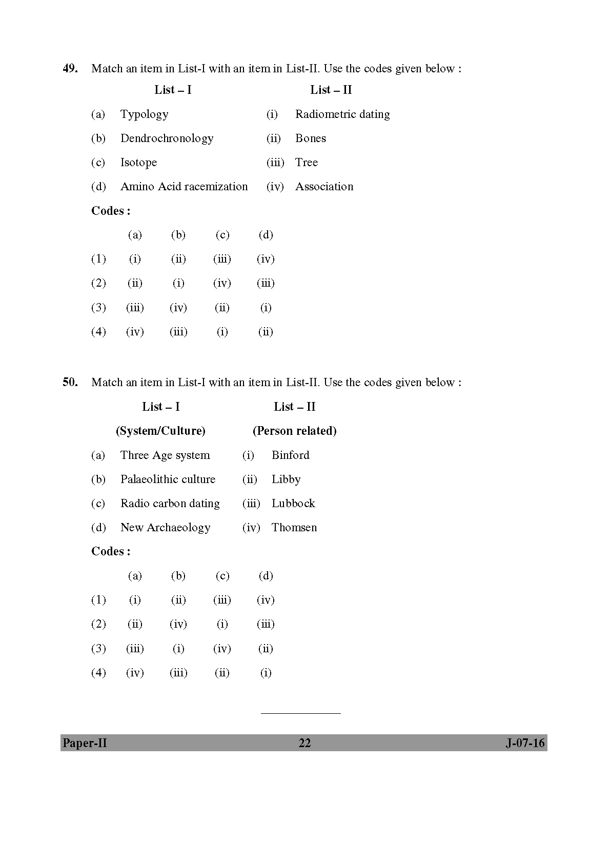 UGC NET Anthropology Question Paper II July 2016 Set 2 22