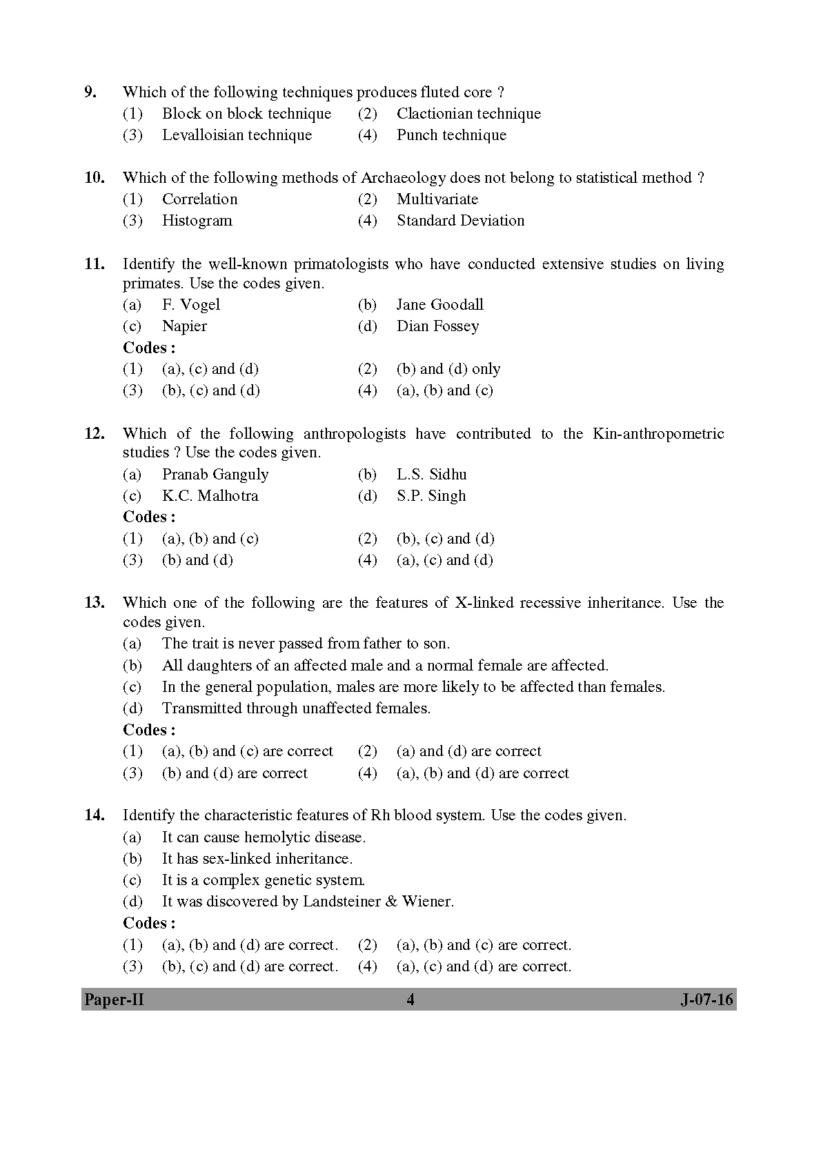 UGC NET Anthropology Question Paper II July 2016 Set 2 4