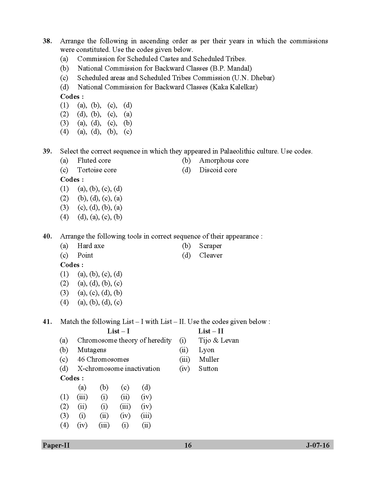 UGC NET Anthropology Question Paper II July 2016 16