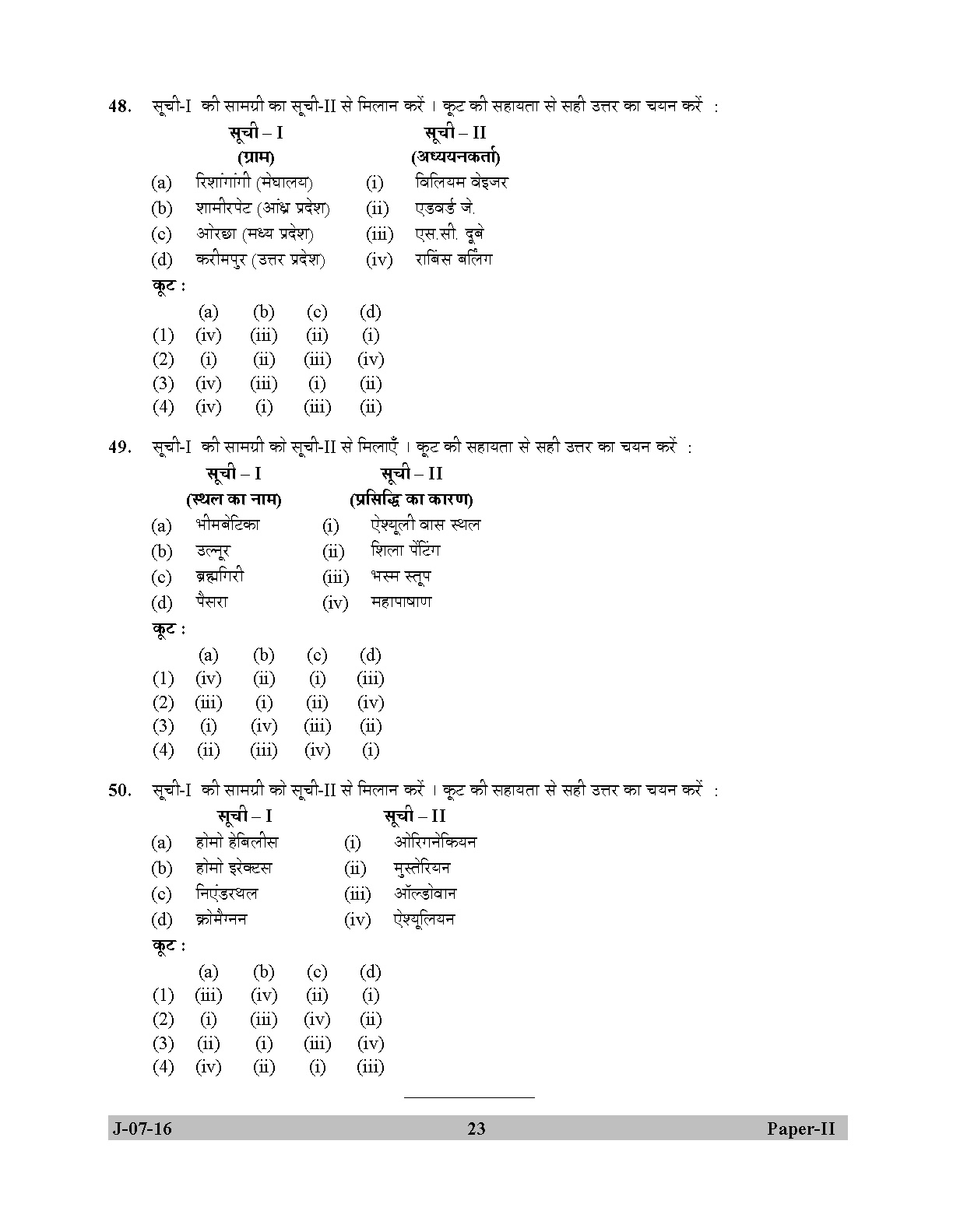 UGC NET Anthropology Question Paper II July 2016 23