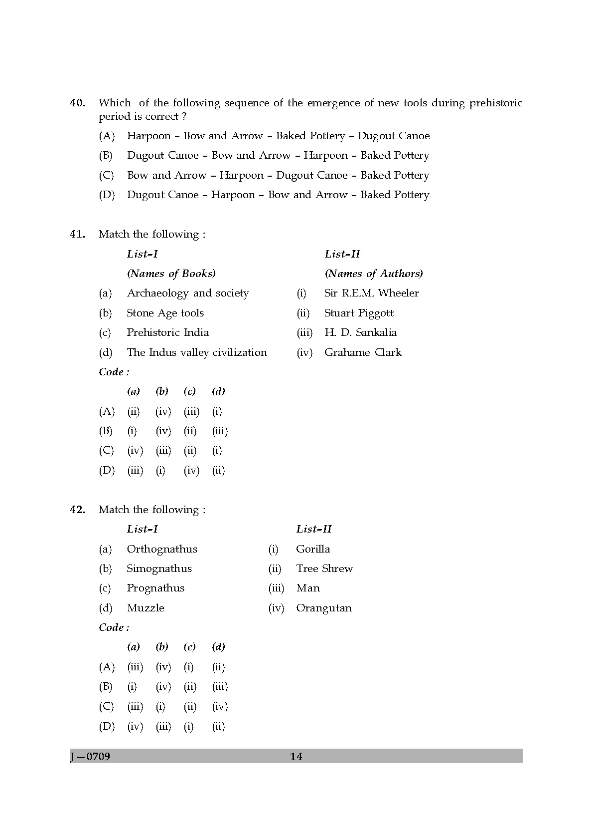 UGC NET Anthropology Question Paper II June 2009 14